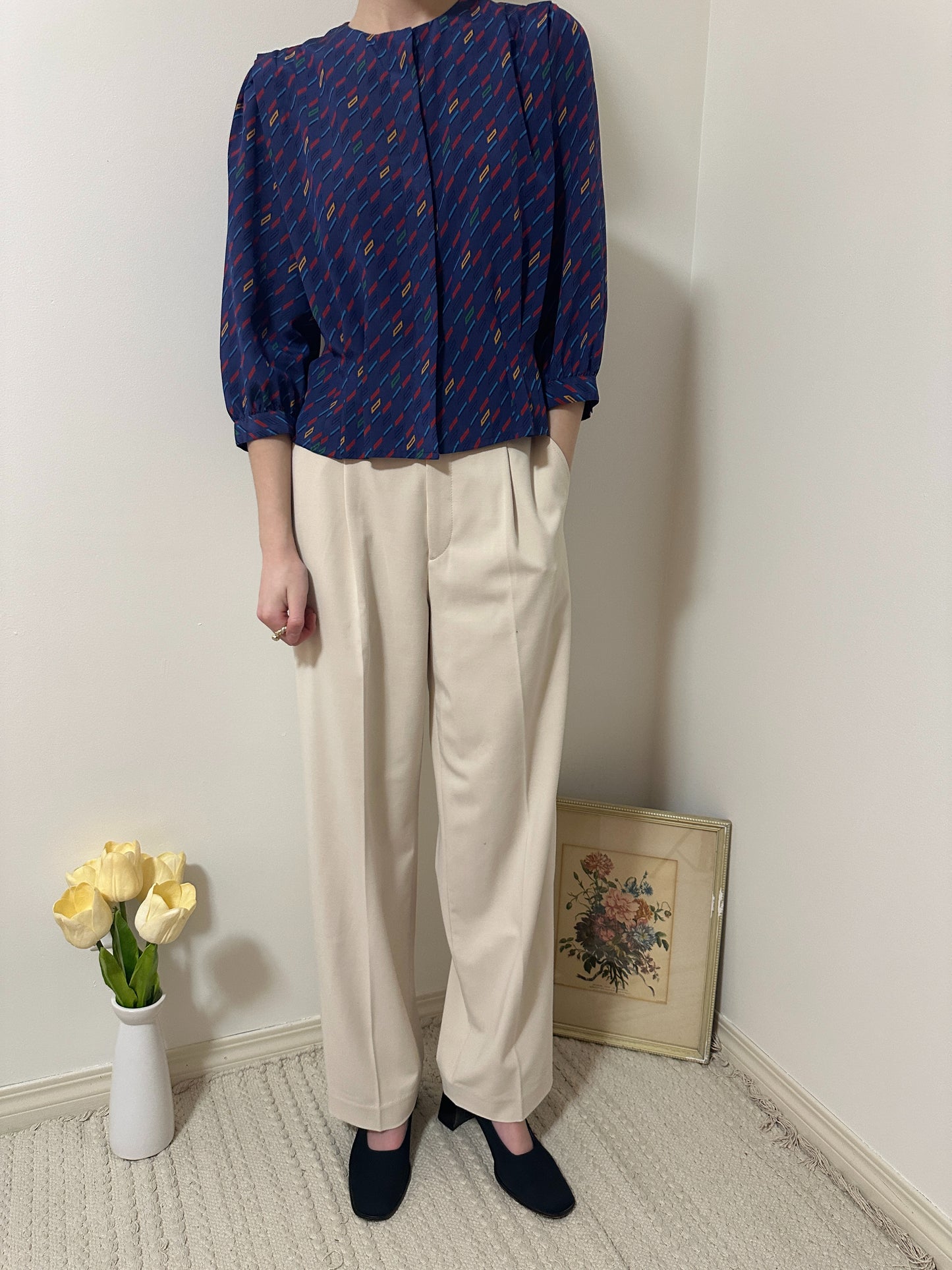 Vintage x Patterned Blouse (M)