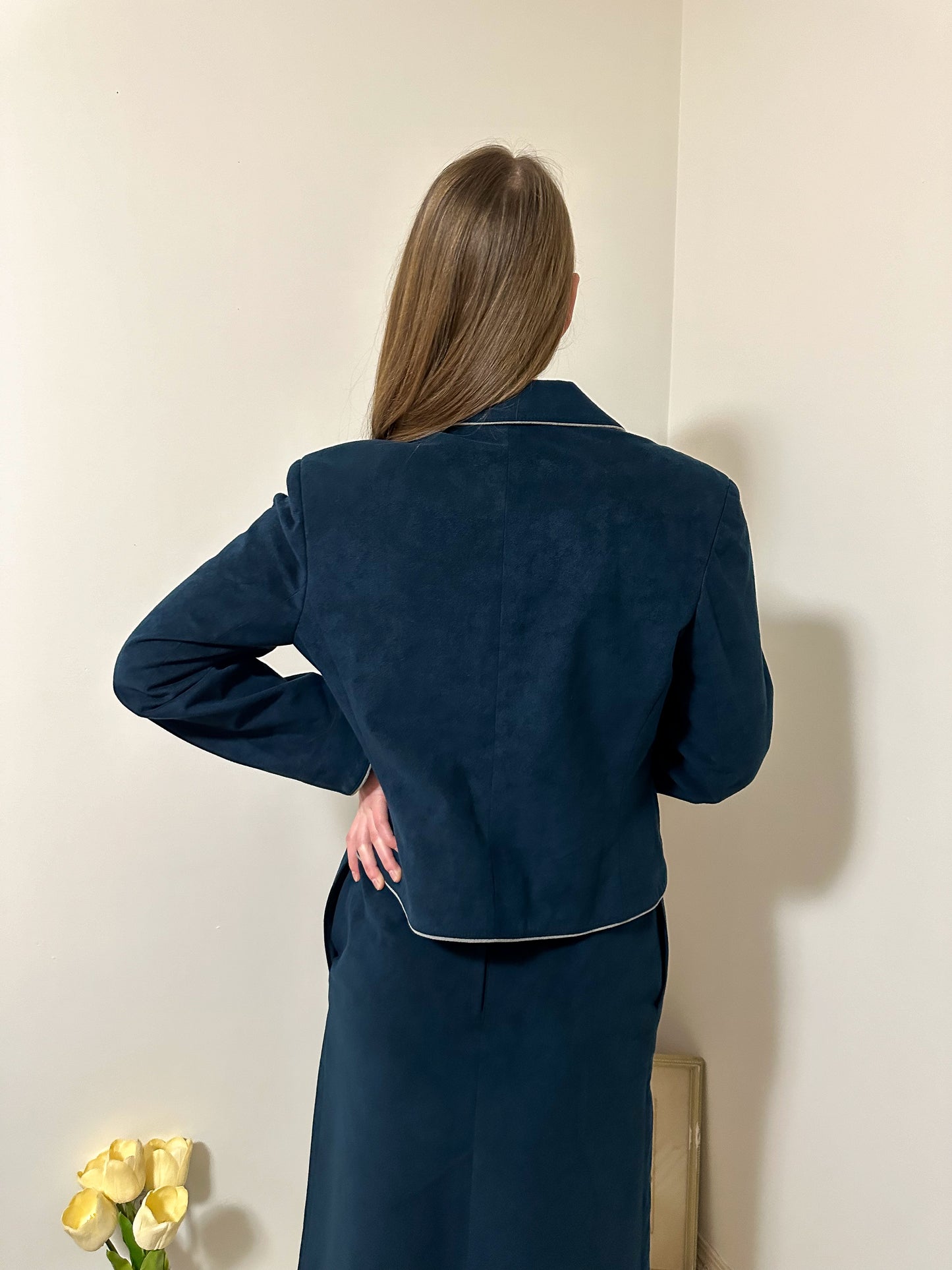 Vintage x Sterling Stall Navy Blue Skirt Suit Set (M/L)