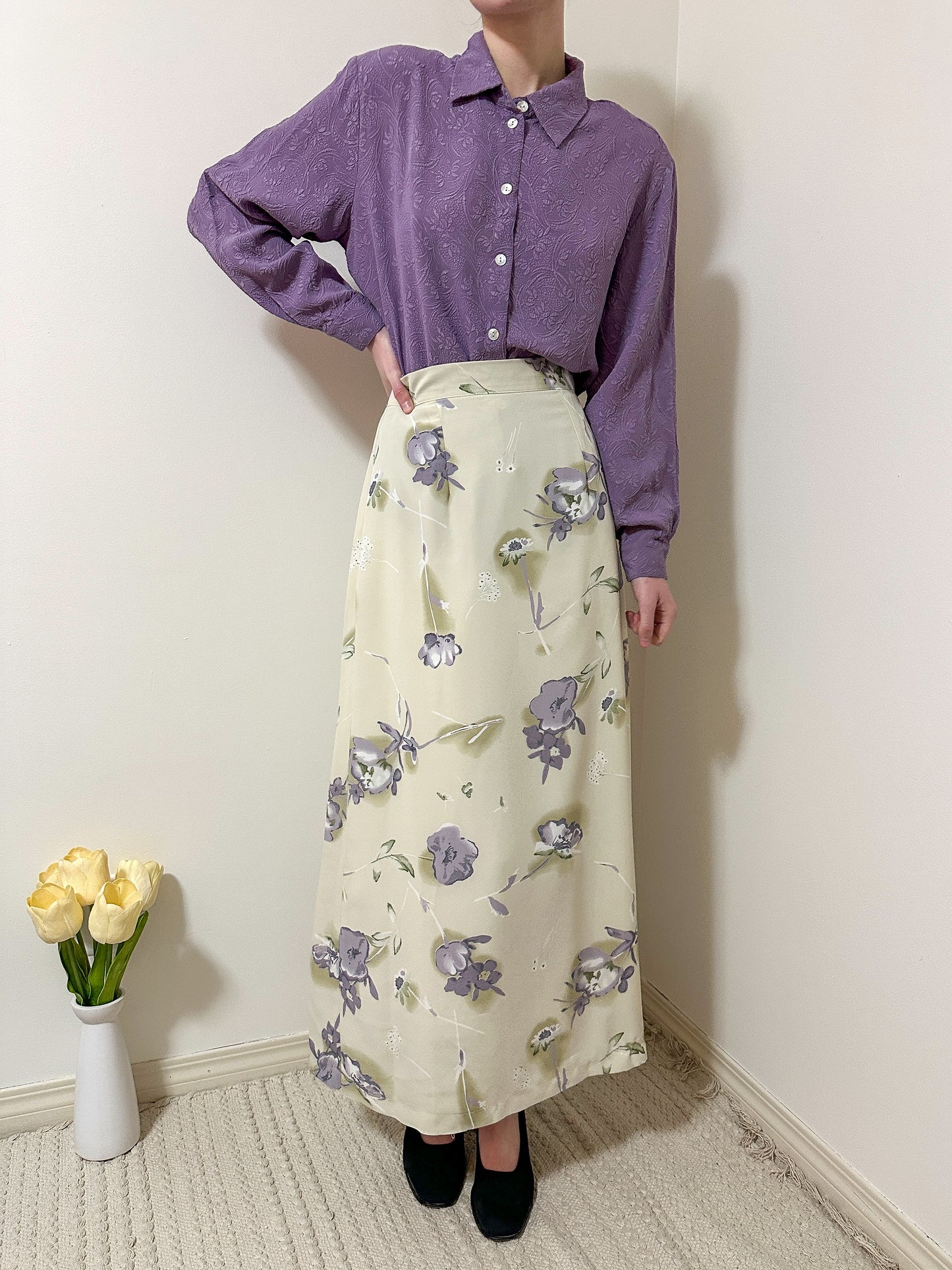 Vintage x Purple Silk Blouse (L/XL)