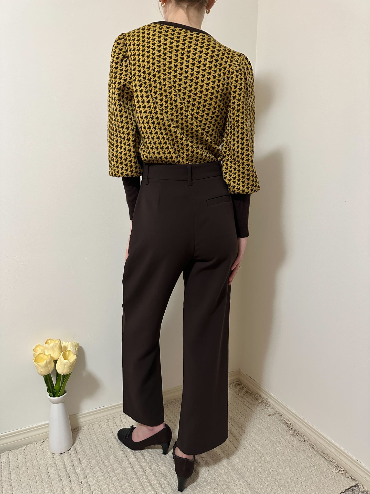 Philosophy Yellow Houndstooth Sweater (S/M)