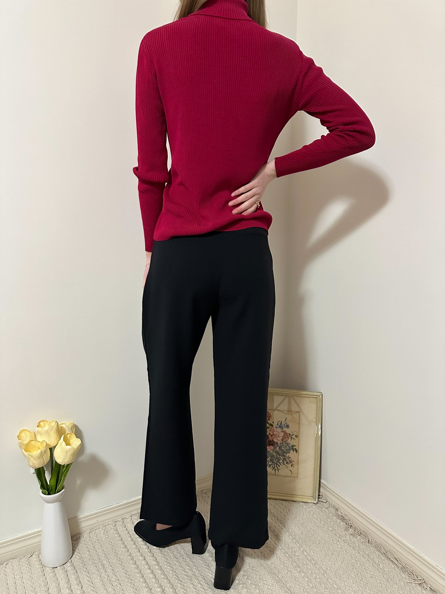 Cactus Red Silk Turtleneck (M)