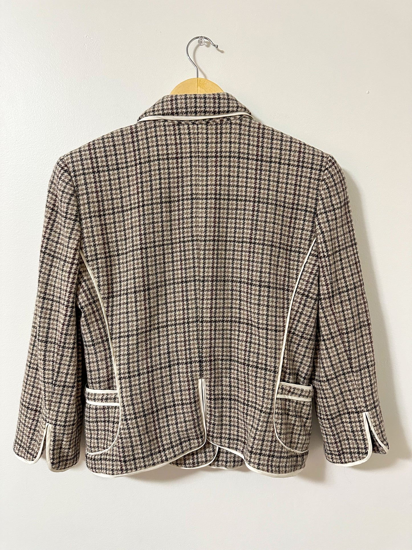 Y2K x Juicy Couture Beige Wool Houndstooth Blazer (M)