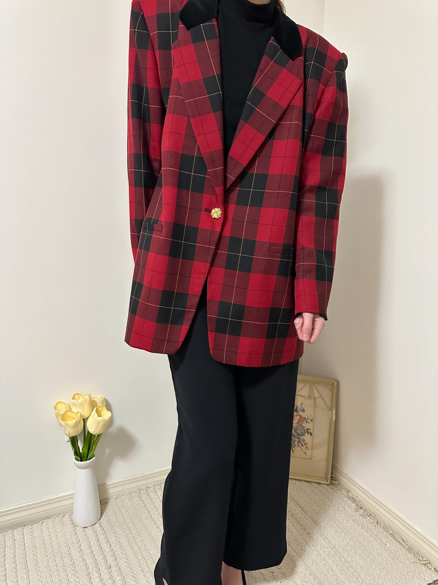 Vintage x Rena Rowan Red Plaid Blazer (XL/2X)