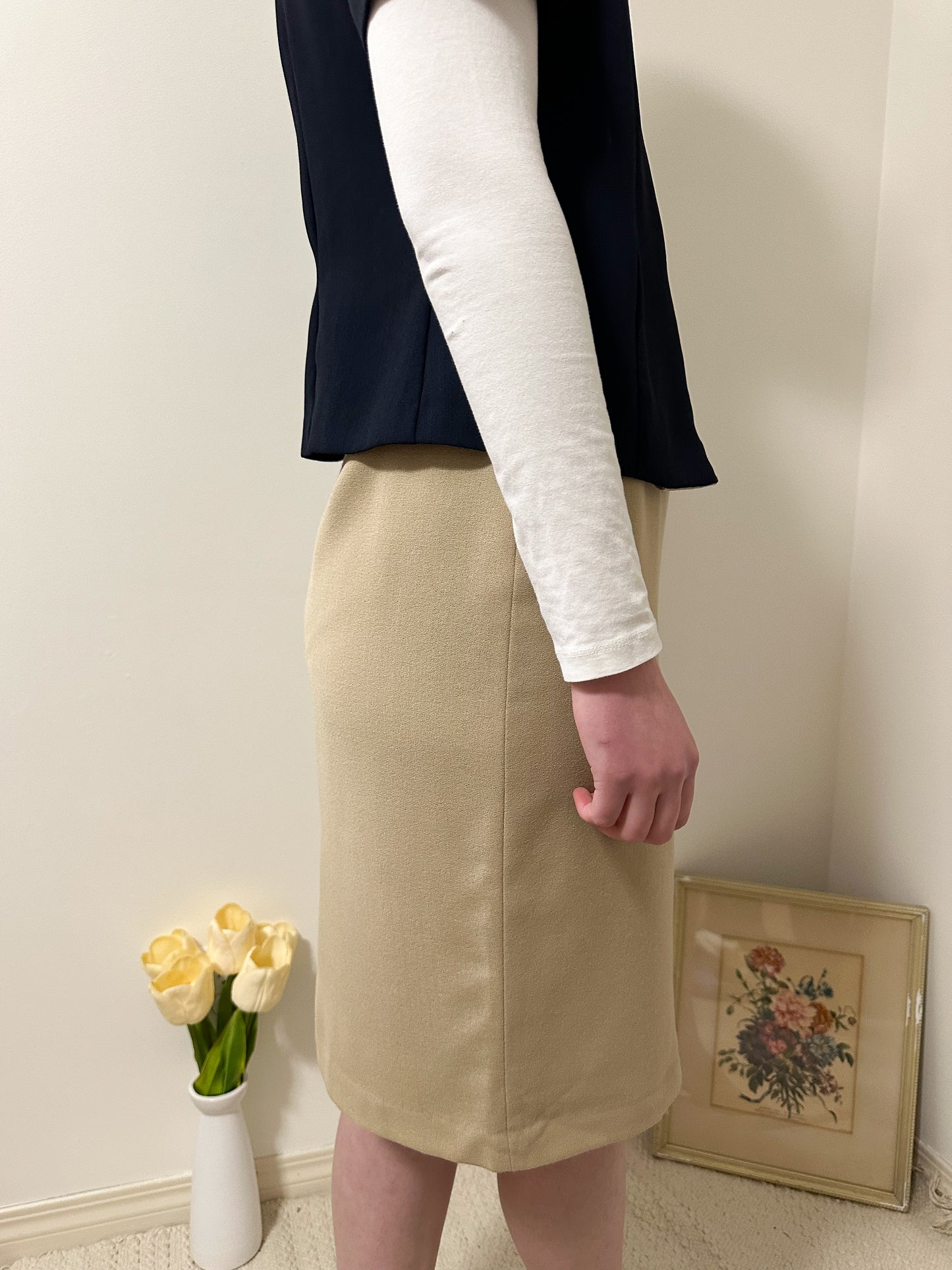 Vintage x Light Brown Wool Skirt (M)