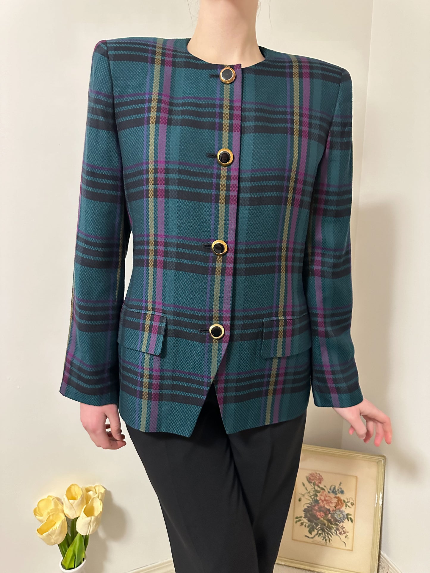 Vintage x Kasper Plaid Blazer (L)