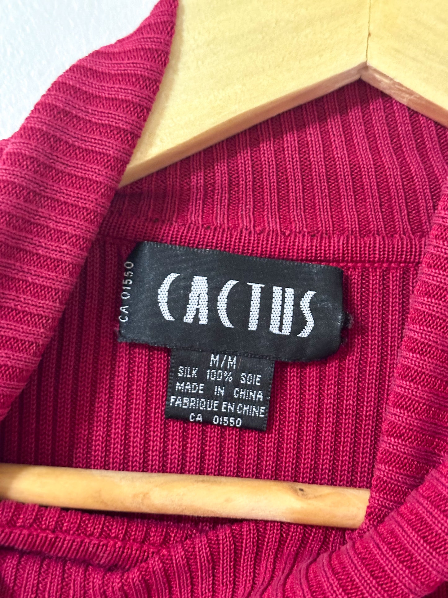 Cactus Red Silk Turtleneck (M)