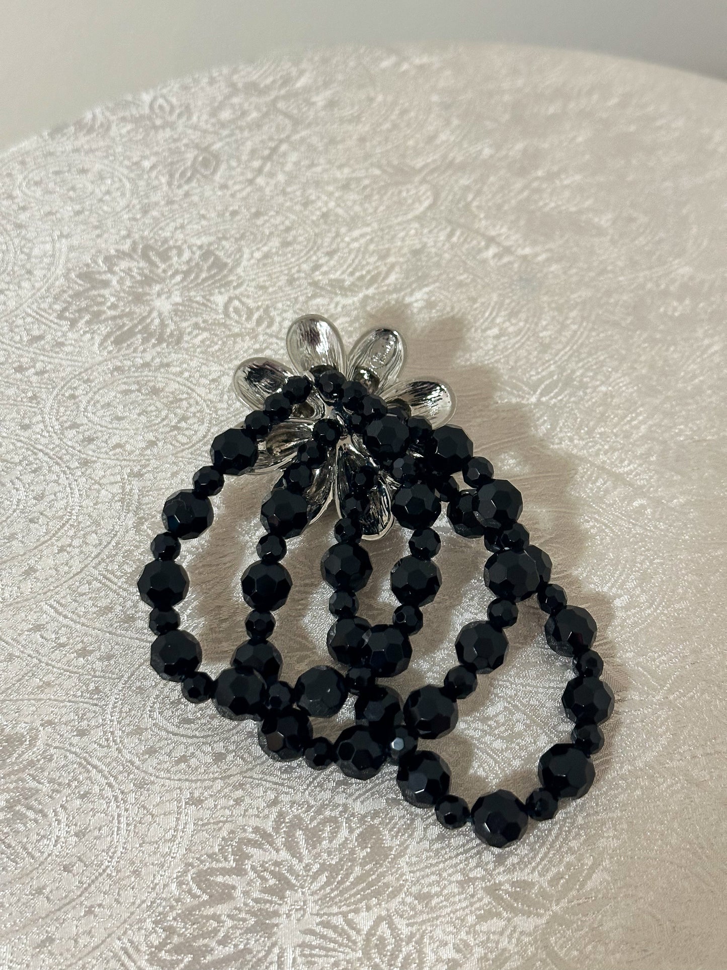 Black and Silver Flower Bracelet