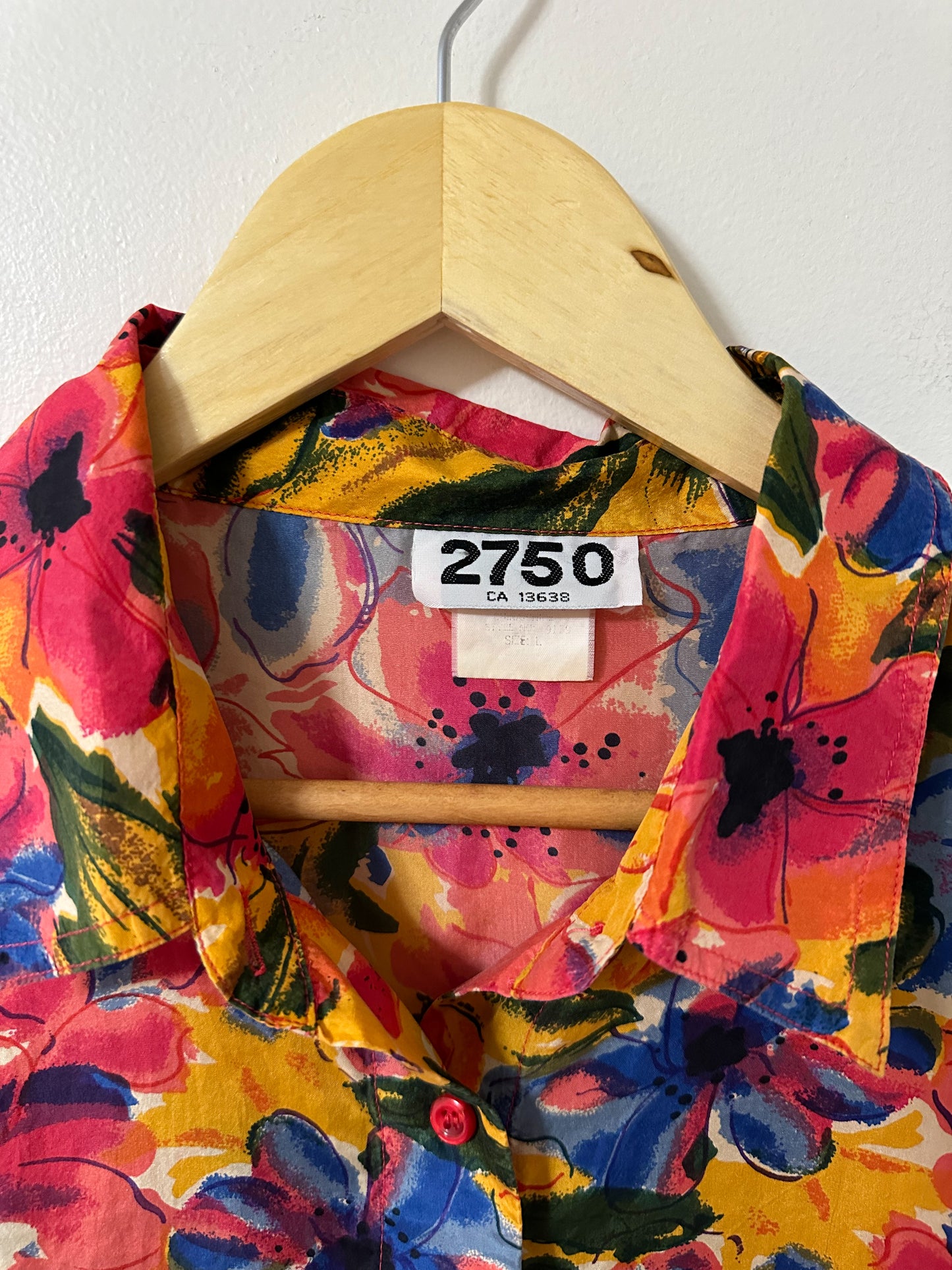 Vintage x Silk Abstract Floral Blouse (XL)