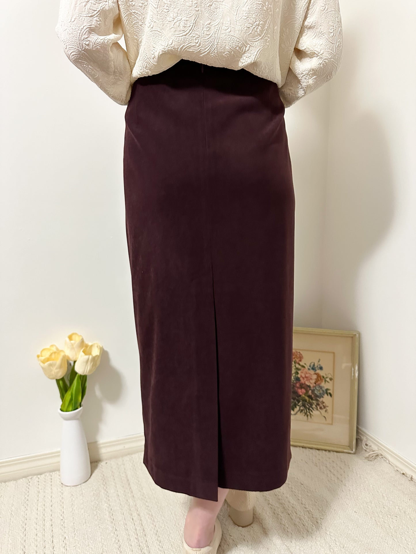 Vintage x Vanessa Stevens Deep Maroon Skirt (L)