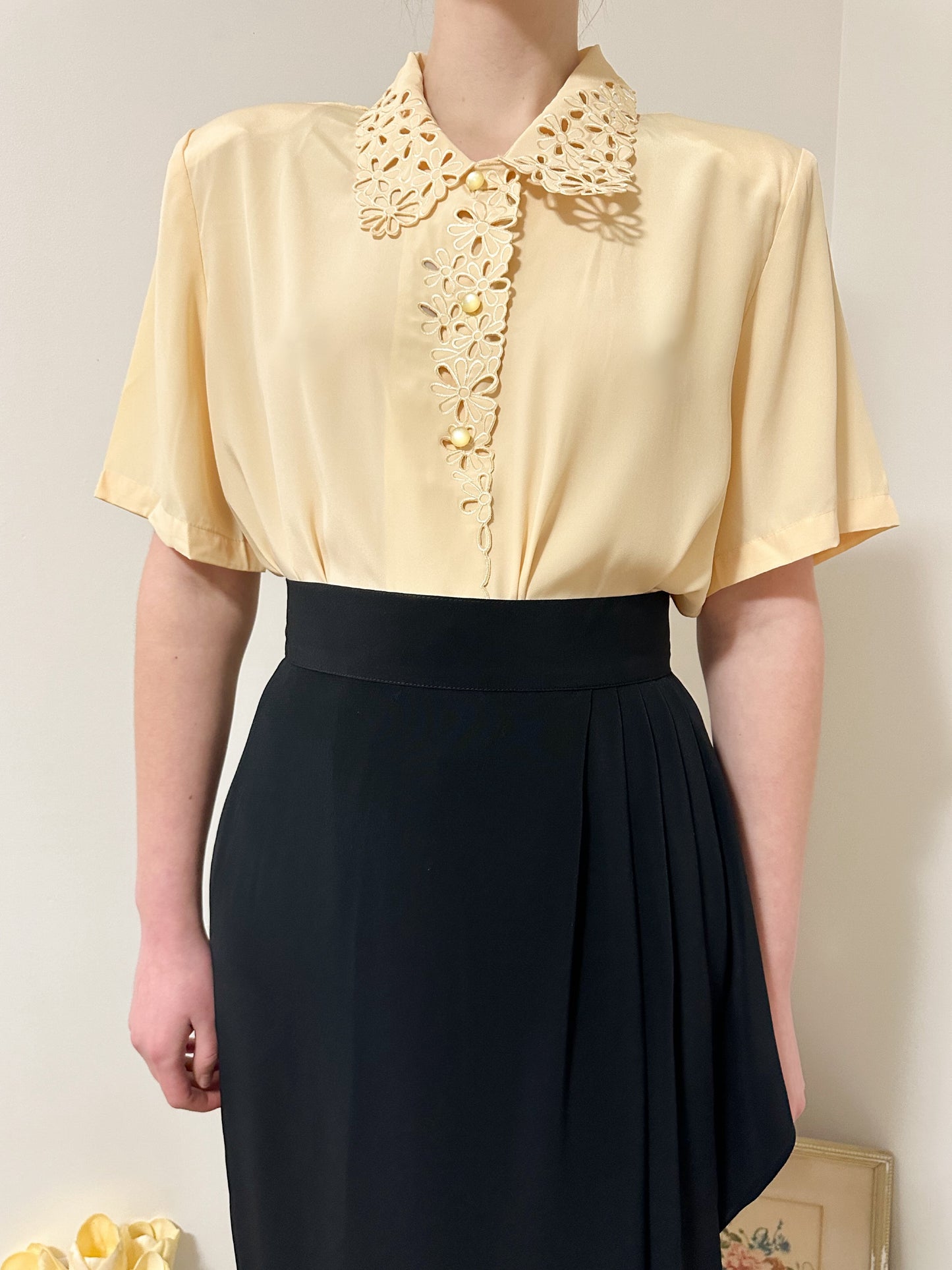 Vintage x Tradition Yellow Detailed Blouse (XL)