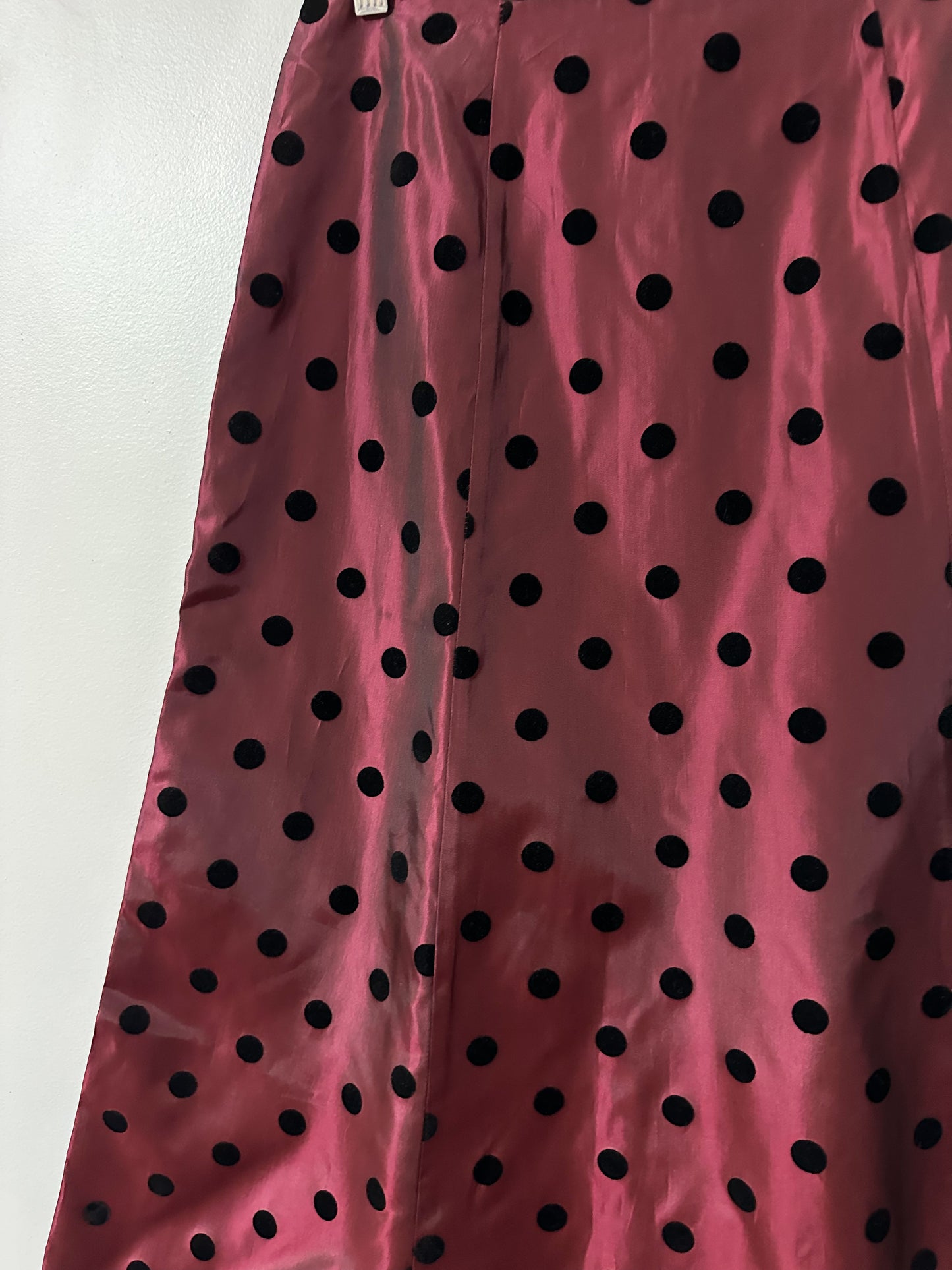 Vintage x Red + Black Polka Dot Midi Skirt (M)