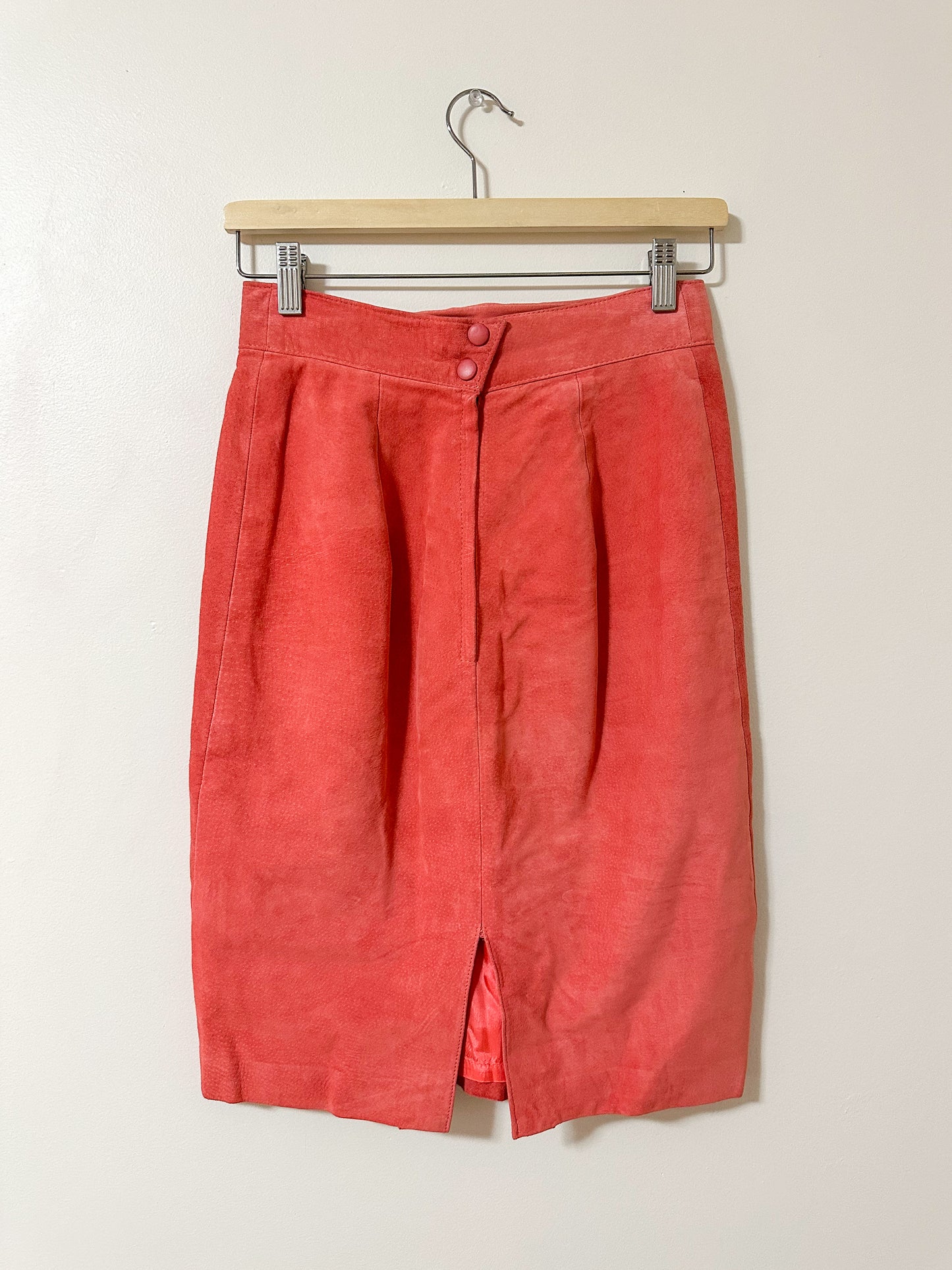 Vintage x Danier Suede Leather Salmon Skirt (S)