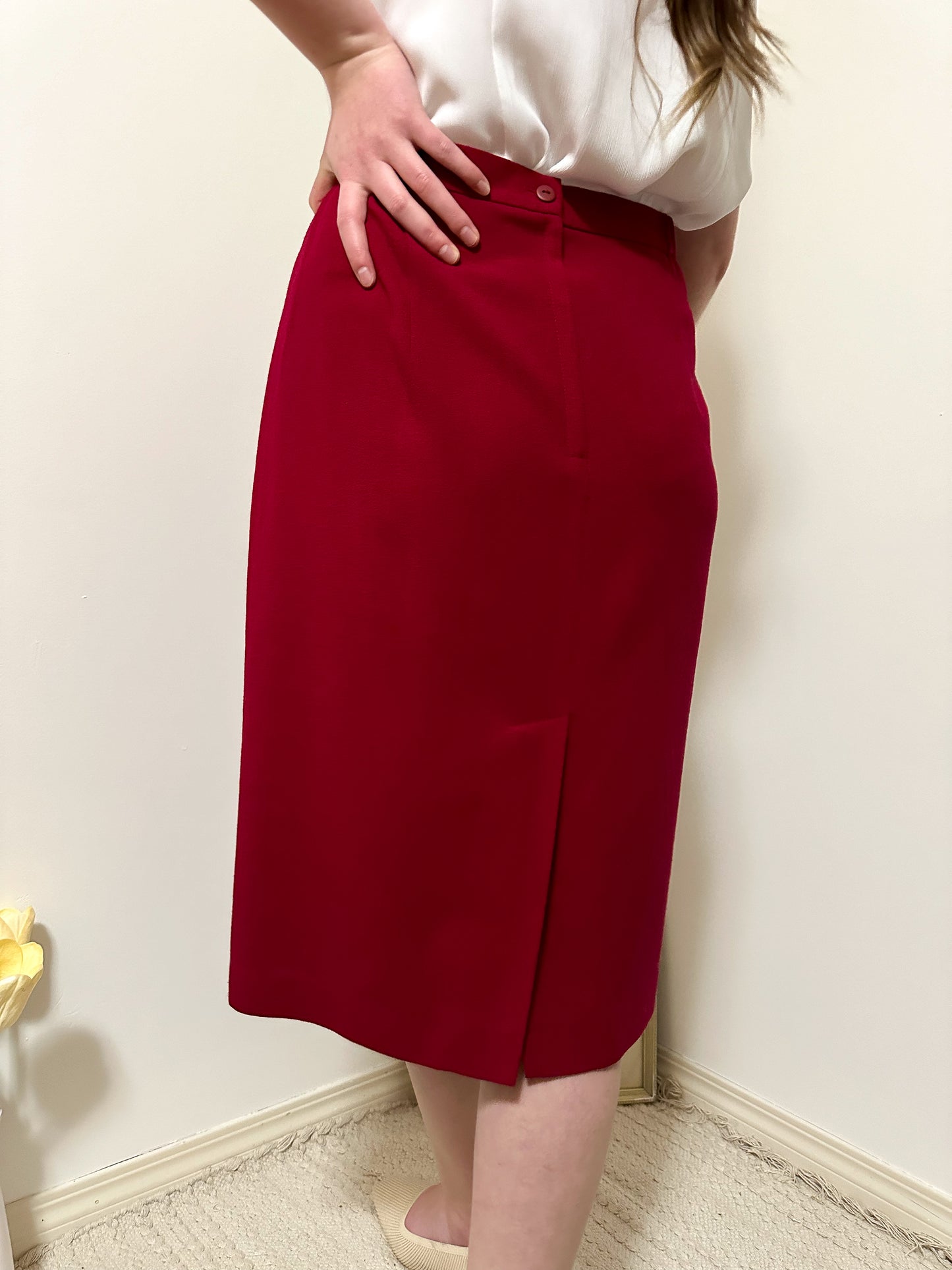 Vintage x Bellessa Red Wool Skirt (L)