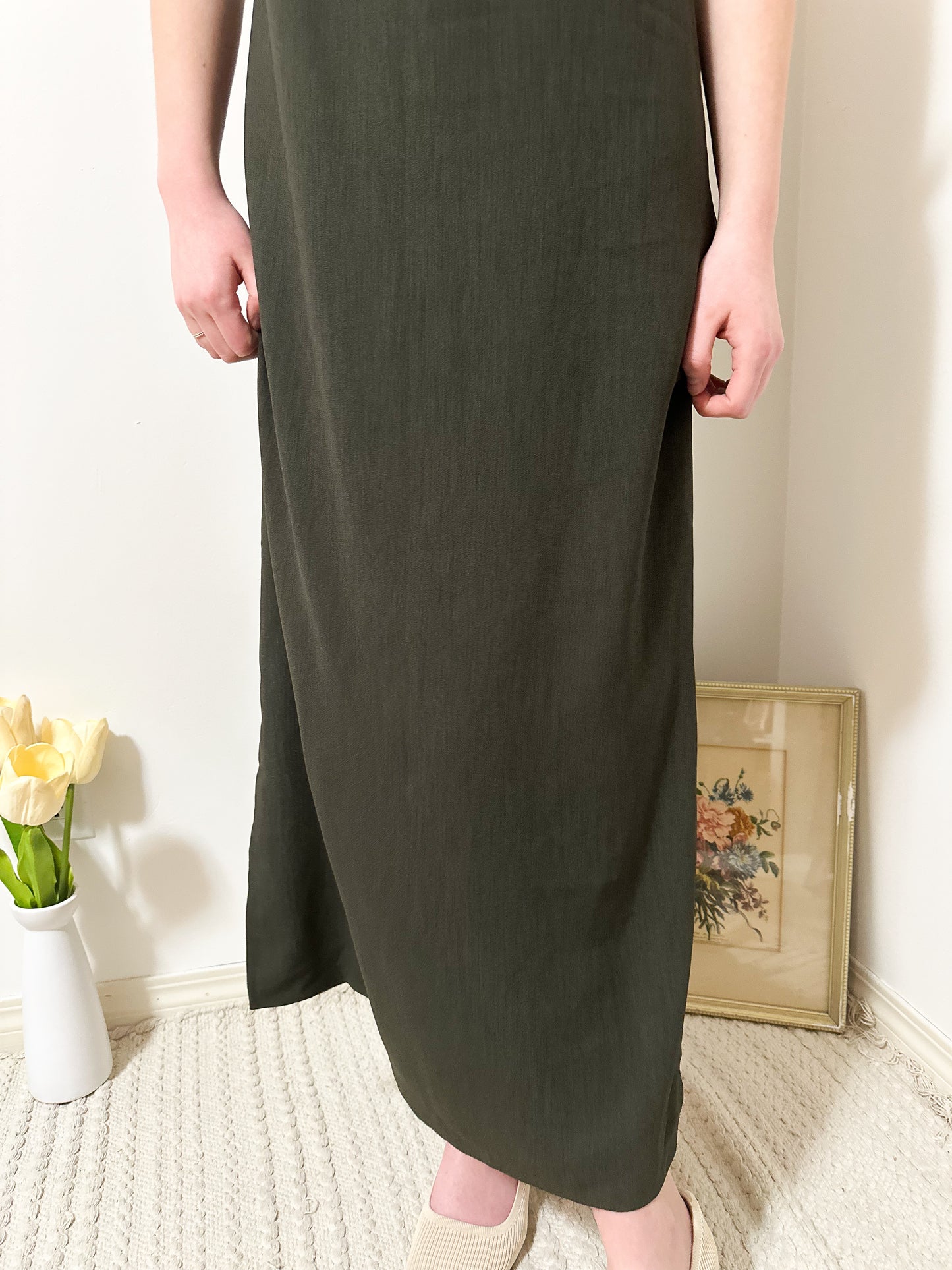 Vintage x Primavera Forest Green Maxi Dress (M/L)