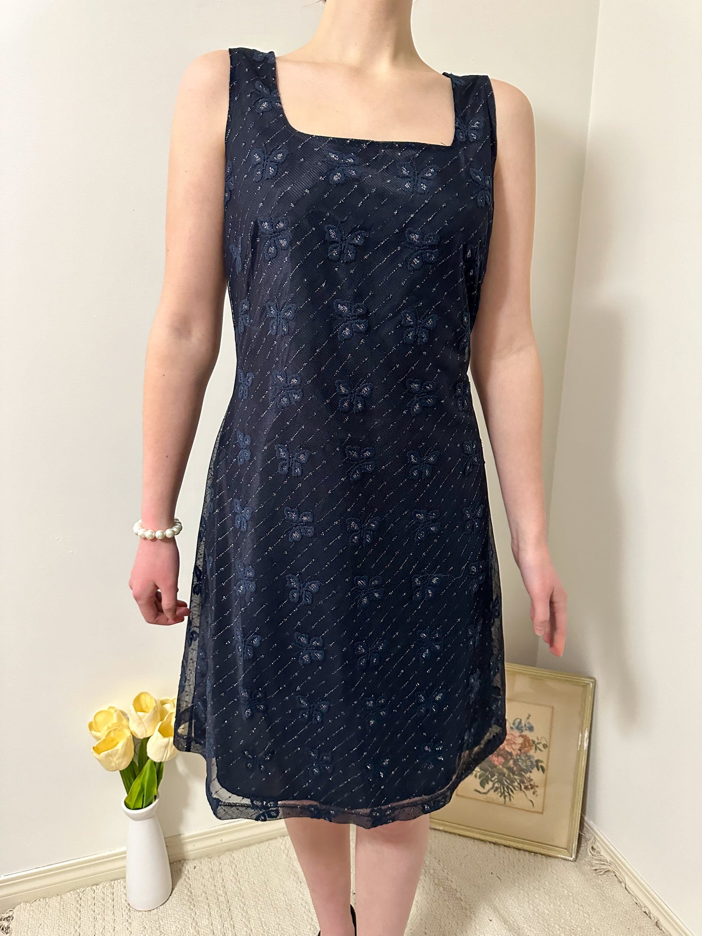 Vintage x Navy Butterfly Dress (L)