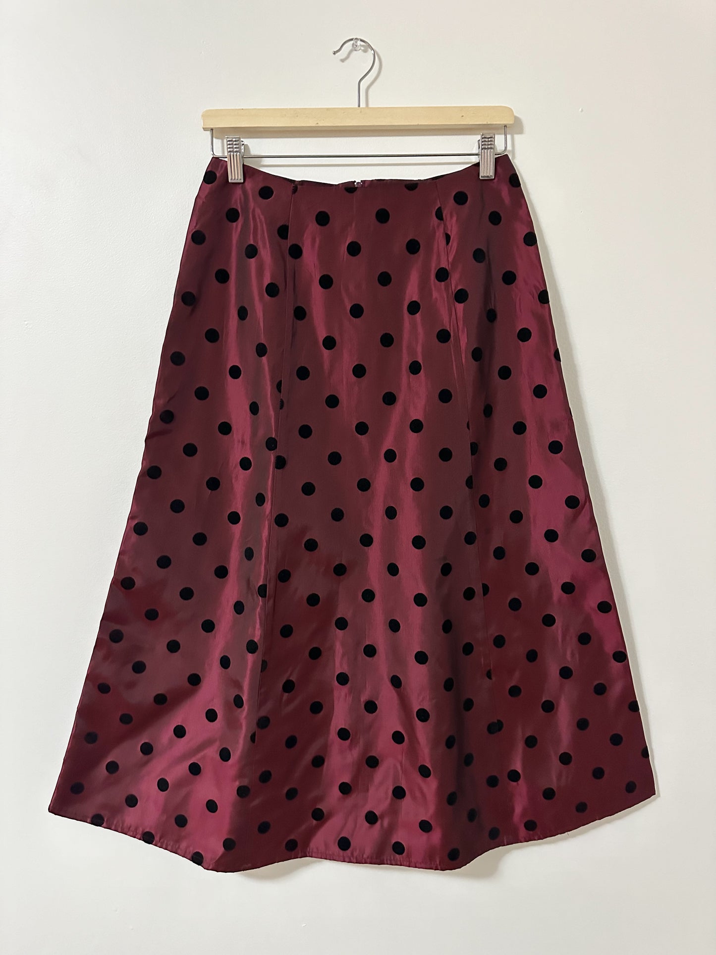 Vintage x Red + Black Polka Dot Midi Skirt (M)