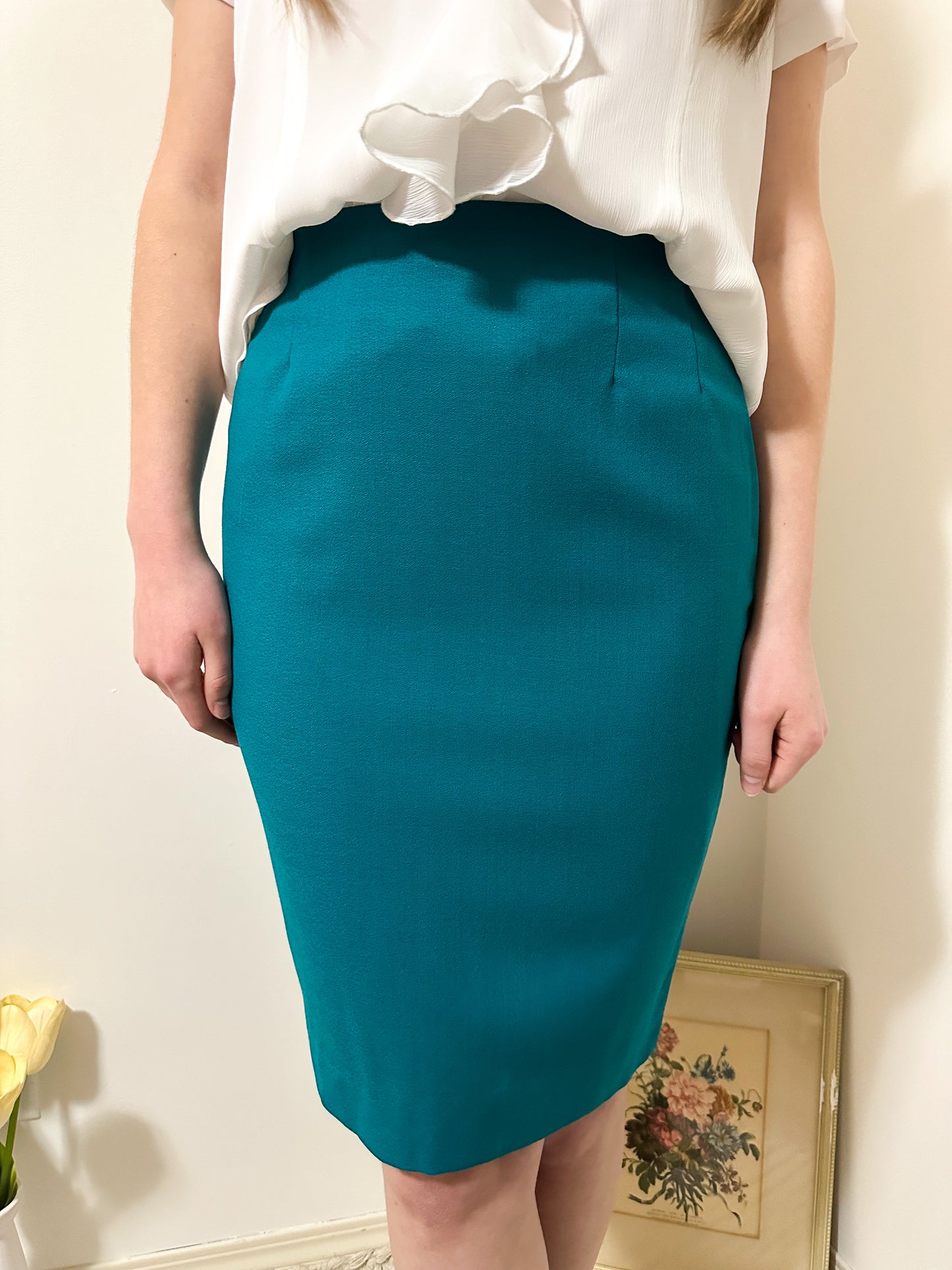 Vintage x Jon Tagia Teal Wool Skirt (M)