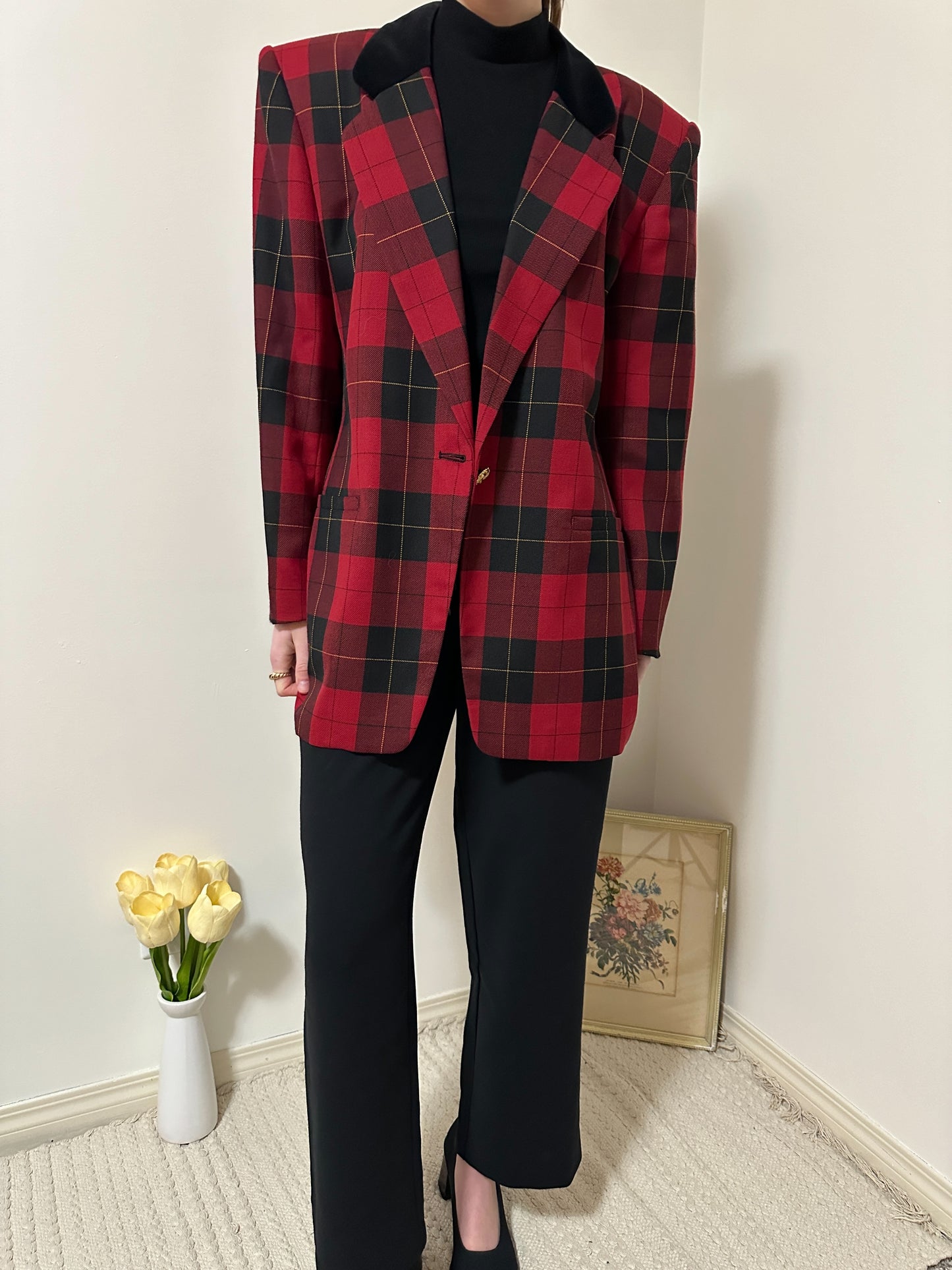 Vintage x Rena Rowan Red Plaid Blazer (XL/2X)