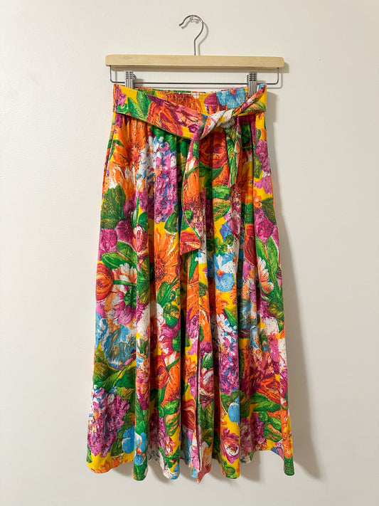 Vintage x Colorful Floral Flowy Skirt (XS/S)