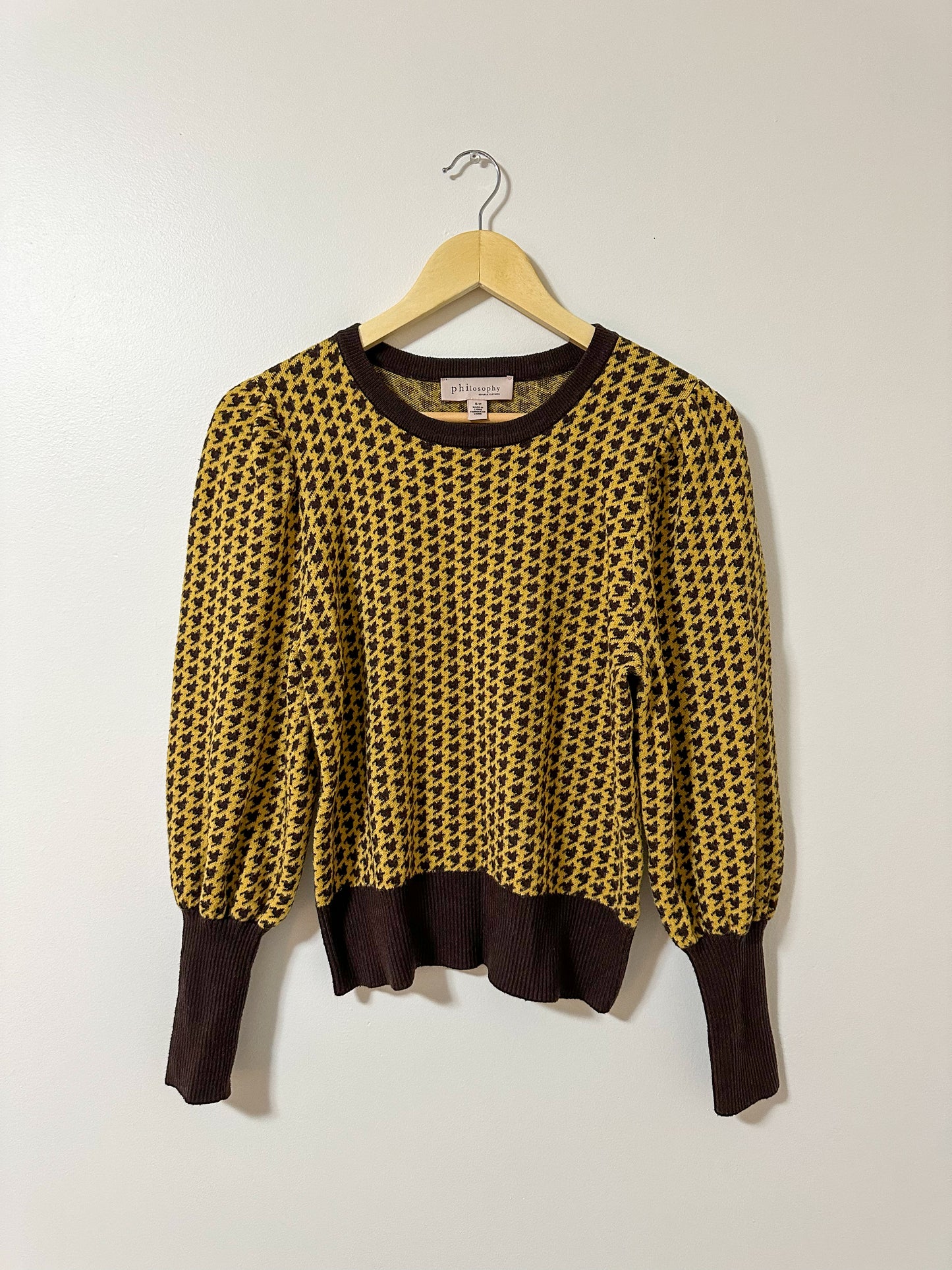 Philosophy Yellow Houndstooth Sweater (S/M)