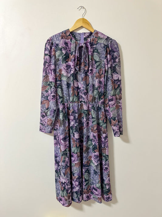 Vintage x D'Allaird's Purple Floral Dress (L)