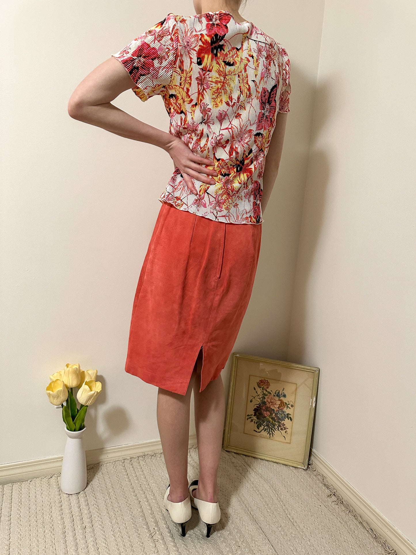 Vintage x Tradition Bright Floral Ribbed Top (S)