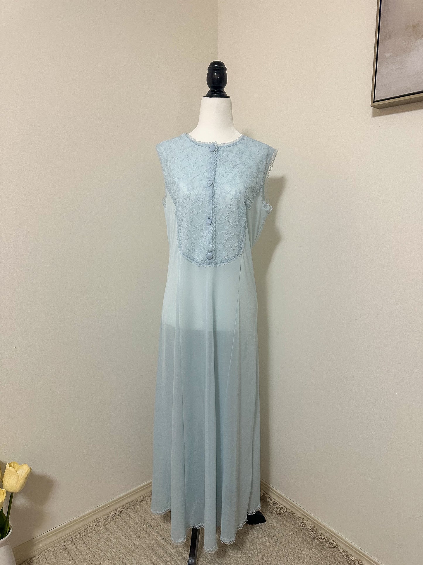 Vintage x Light Blue Lace Nightgown (L)