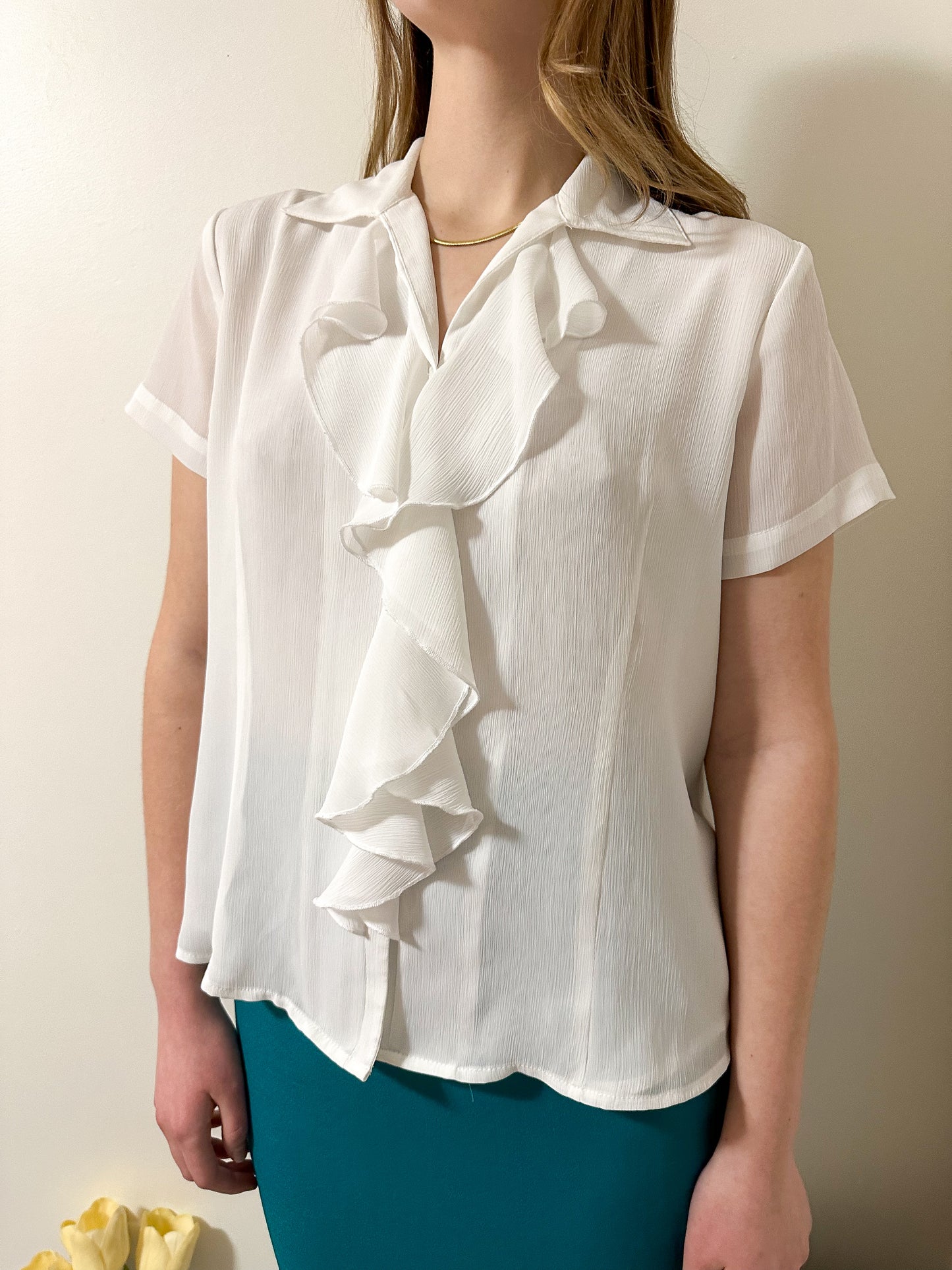 Vintage x TanJay White Flowy Blouse (M/L)