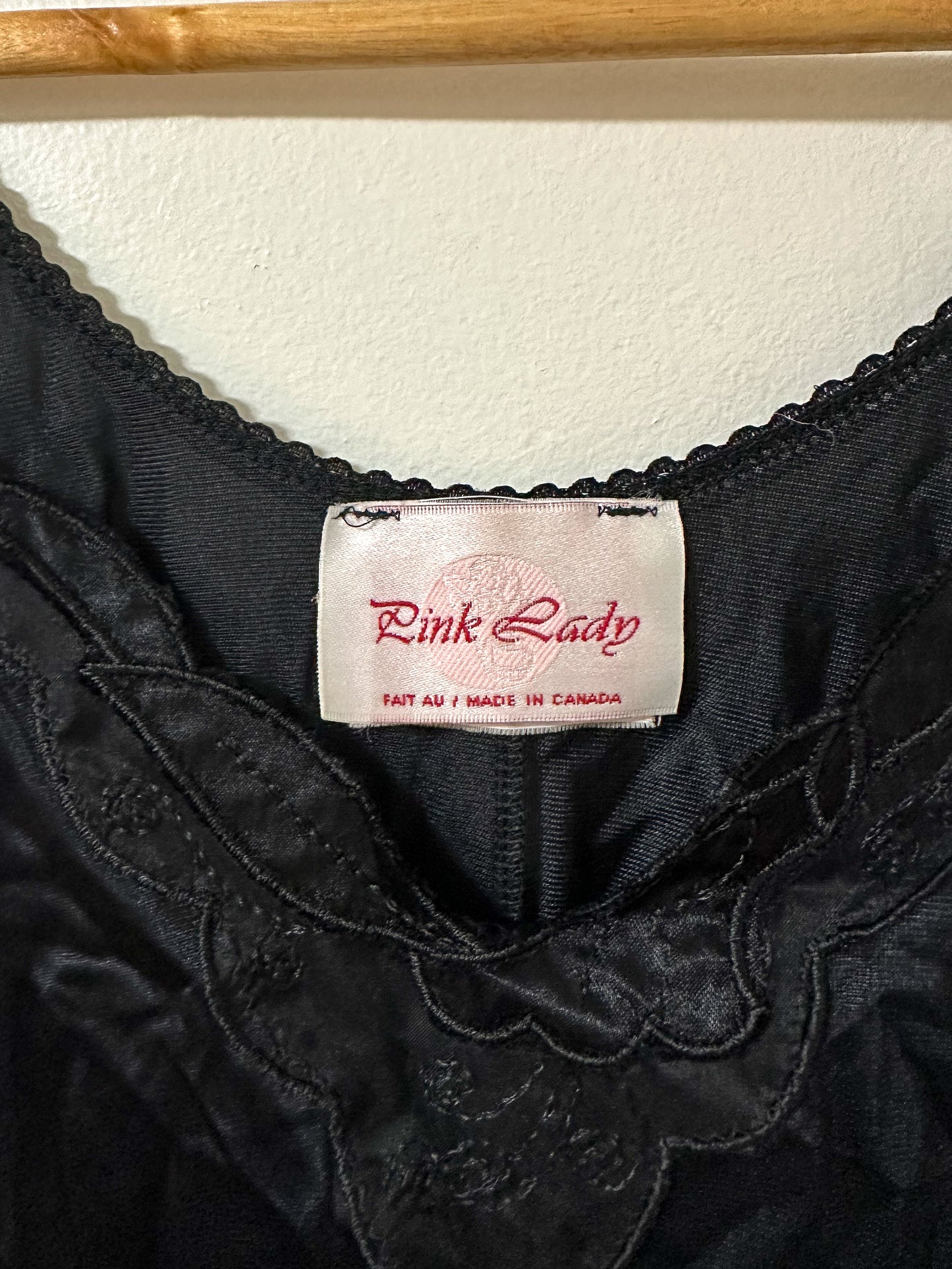 Vintage x Pink Lady Black Slip Dress (S)