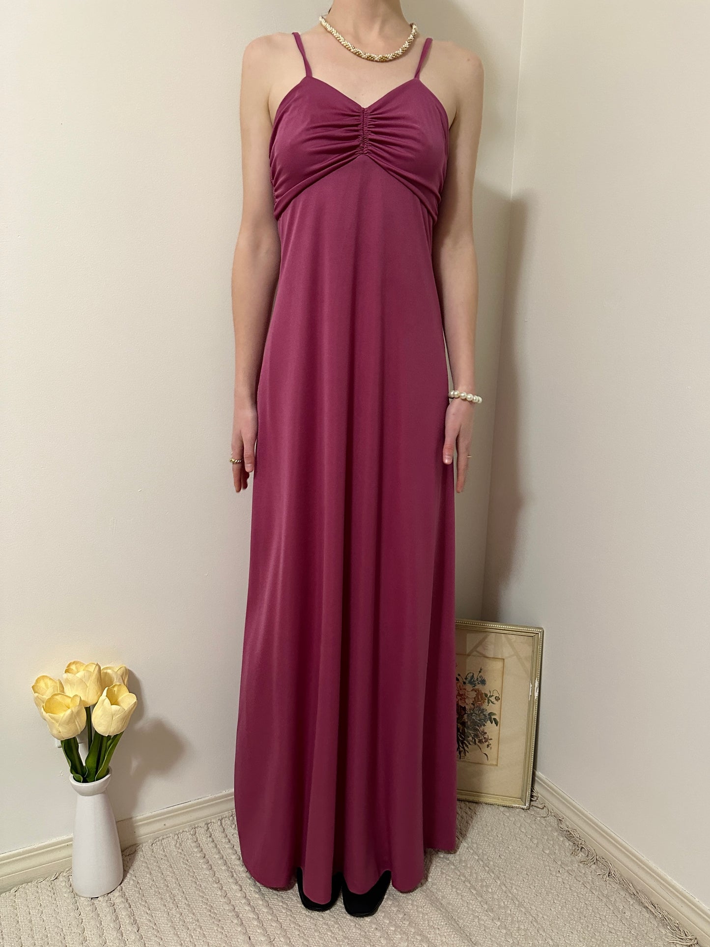 Vintage x Nu-Mode Magenta Maxi Dress (XS)