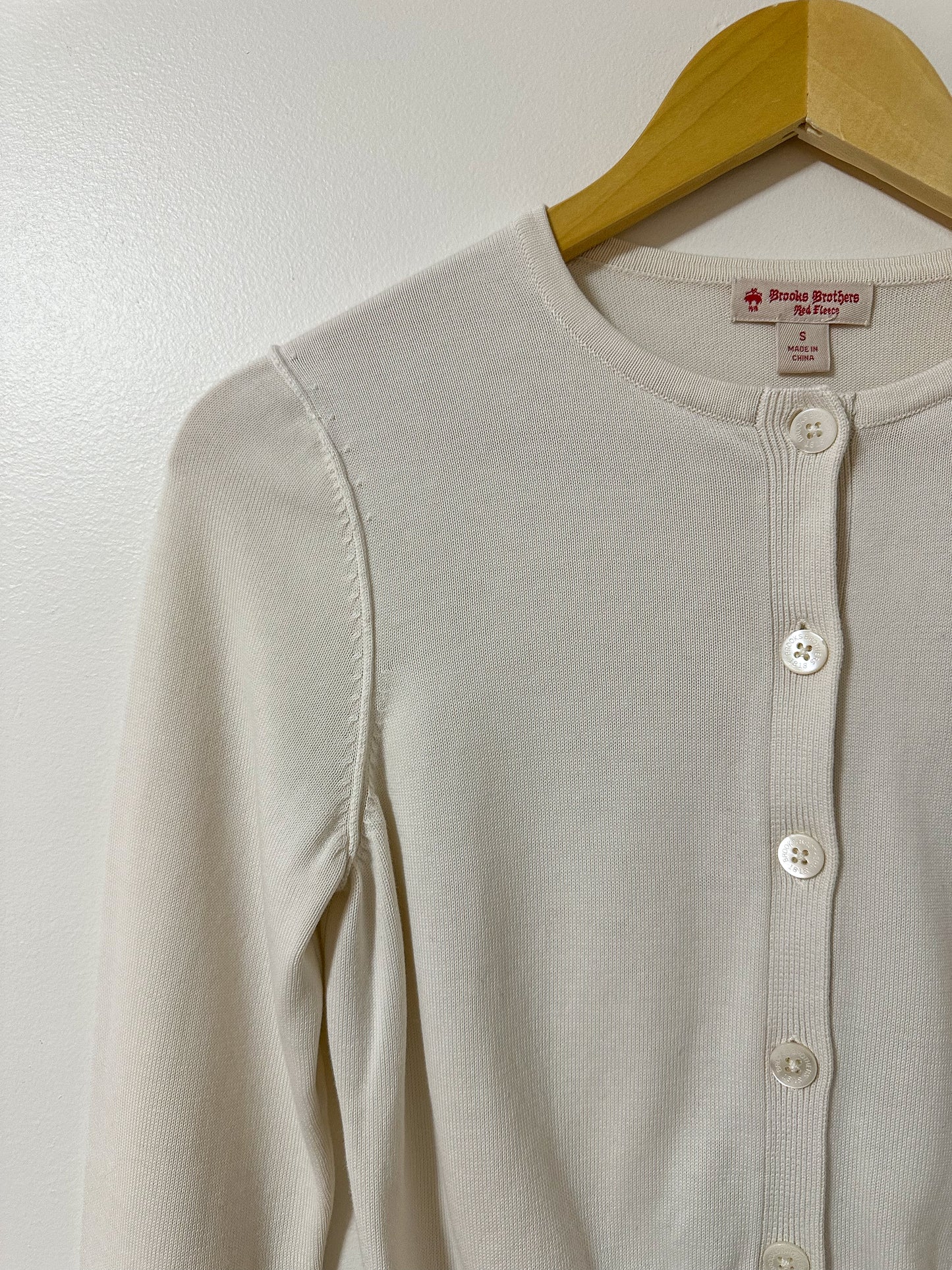 Brooks Brothers Cropped White Cardigan (XS/S)