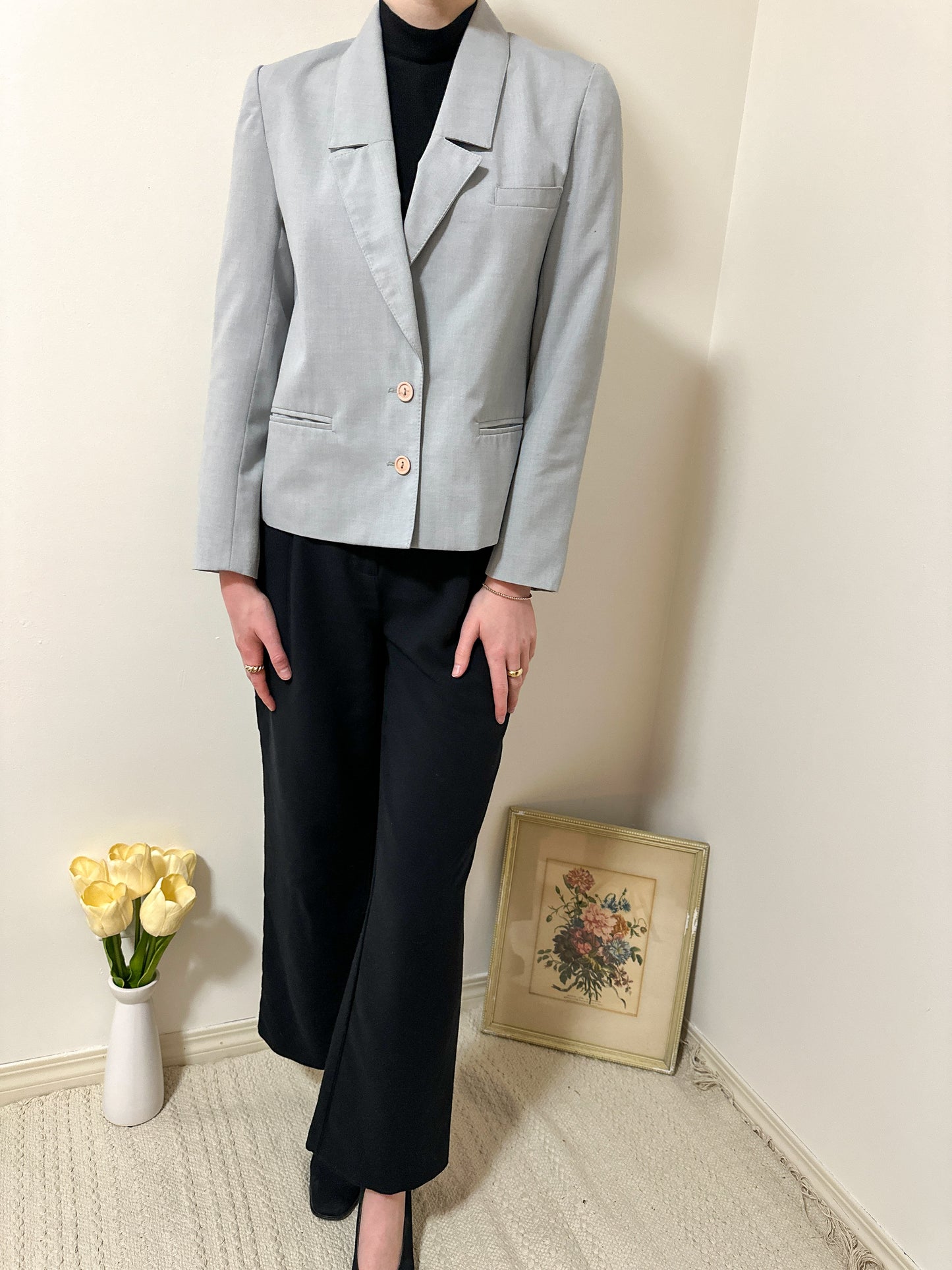 Vintage x Garey Petites Grey Blazer (M)