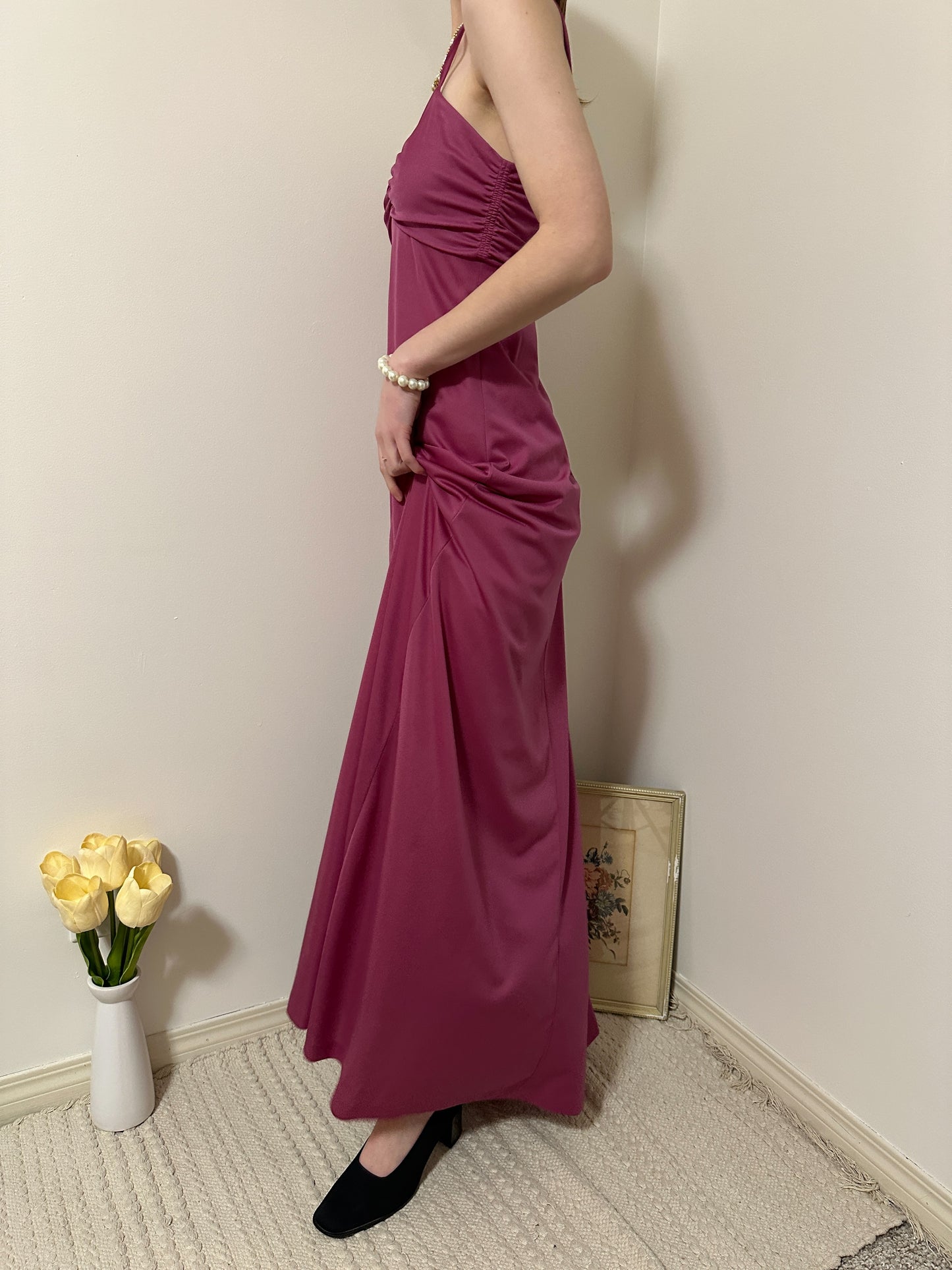 Vintage x Nu-Mode Magenta Maxi Dress (XS)