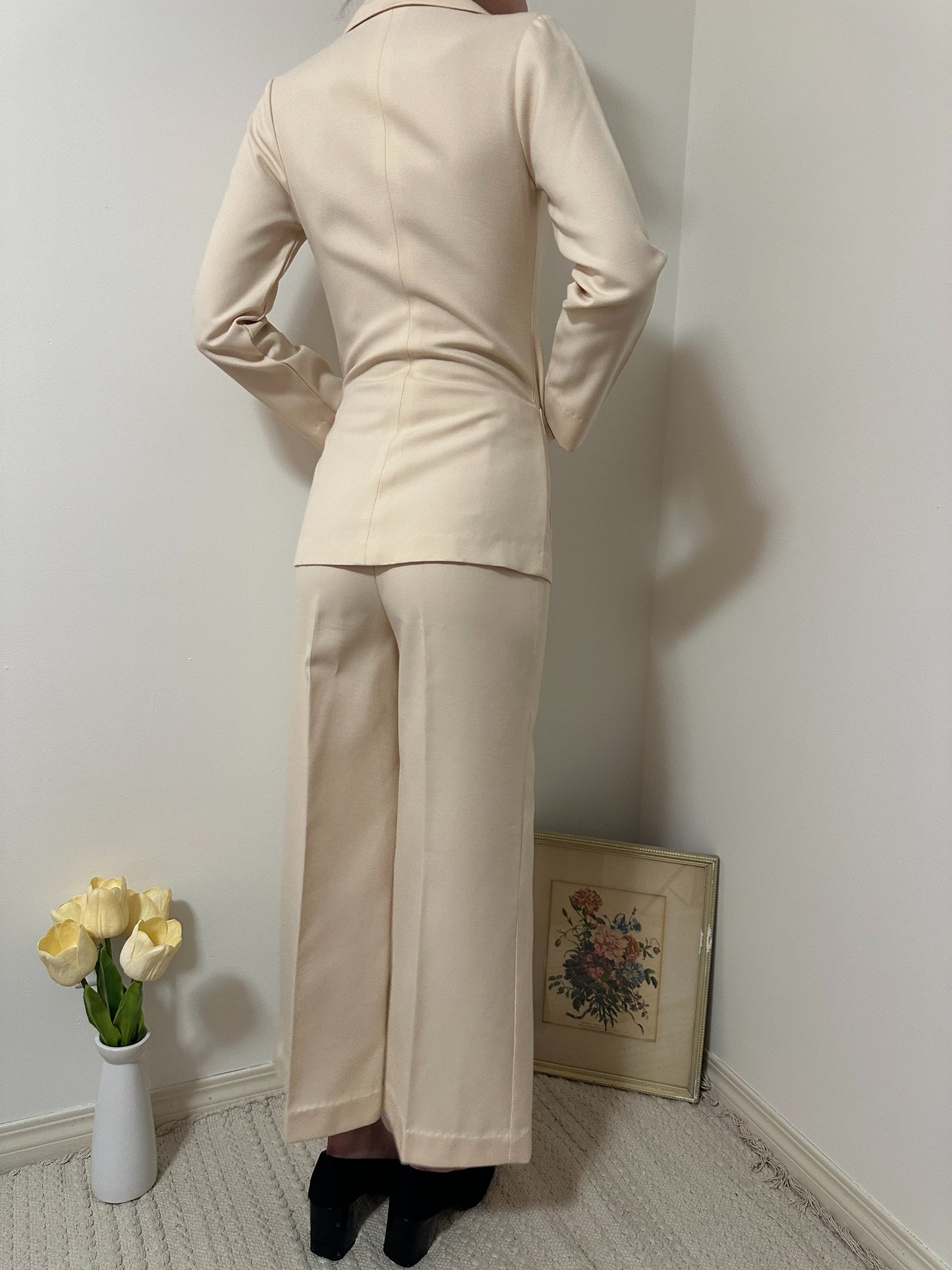 Vintage x Barakett Cream Pant Suit Set (XS)