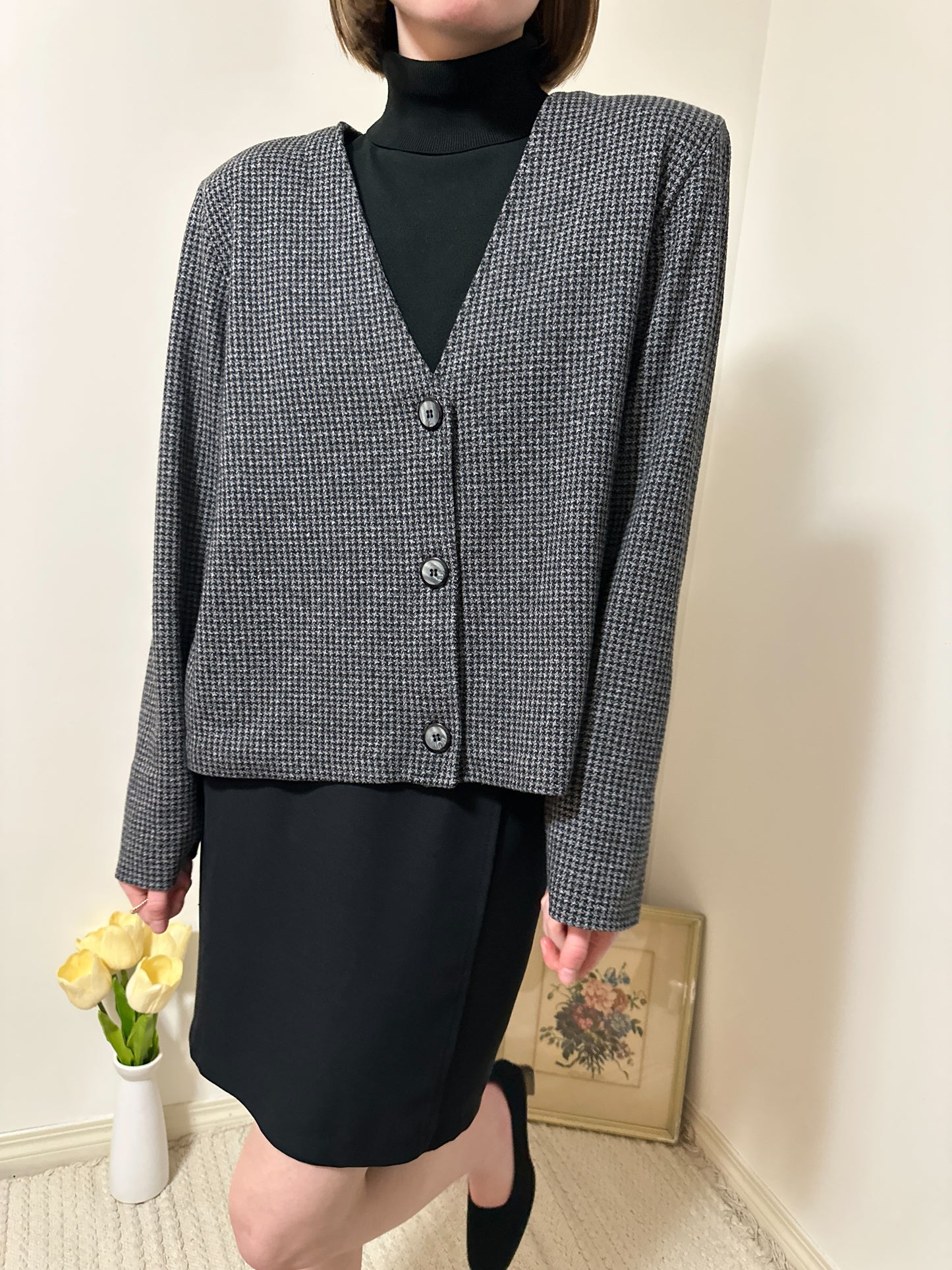 Vintage x Grey Houndstooth Sweater (XL)