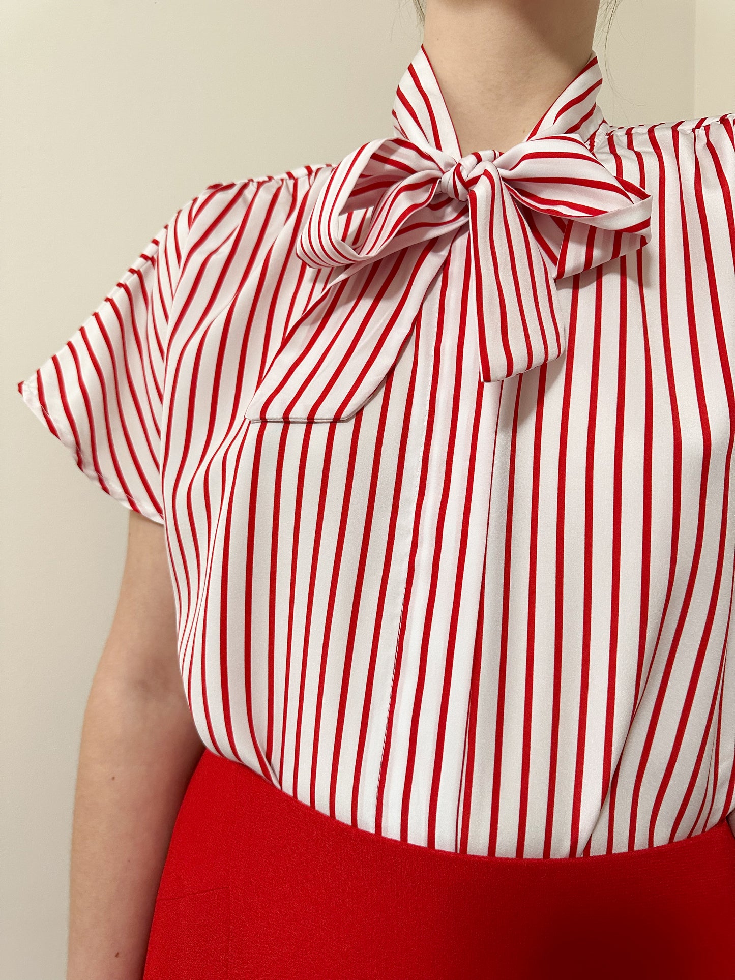 Vintage x FairSet Red Striped Blouse (L/XL)