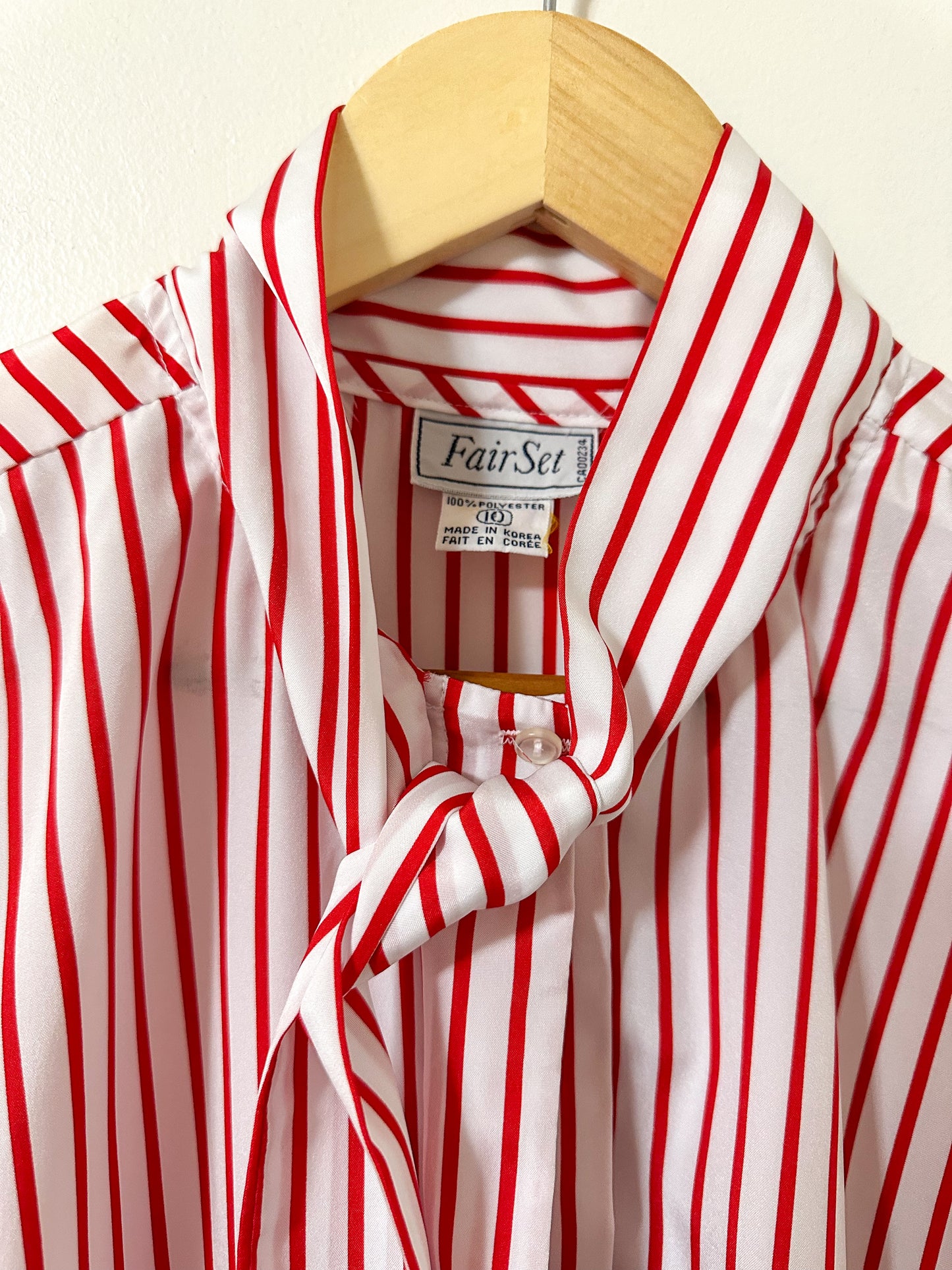 Vintage x FairSet Red Striped Blouse (L/XL)