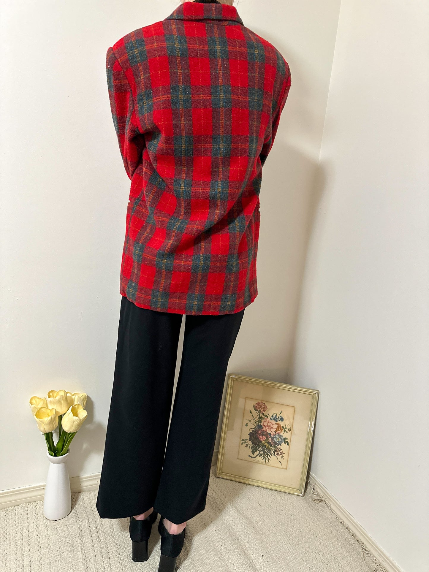 Vintage x Red Plaid Blazer Jacket (L)