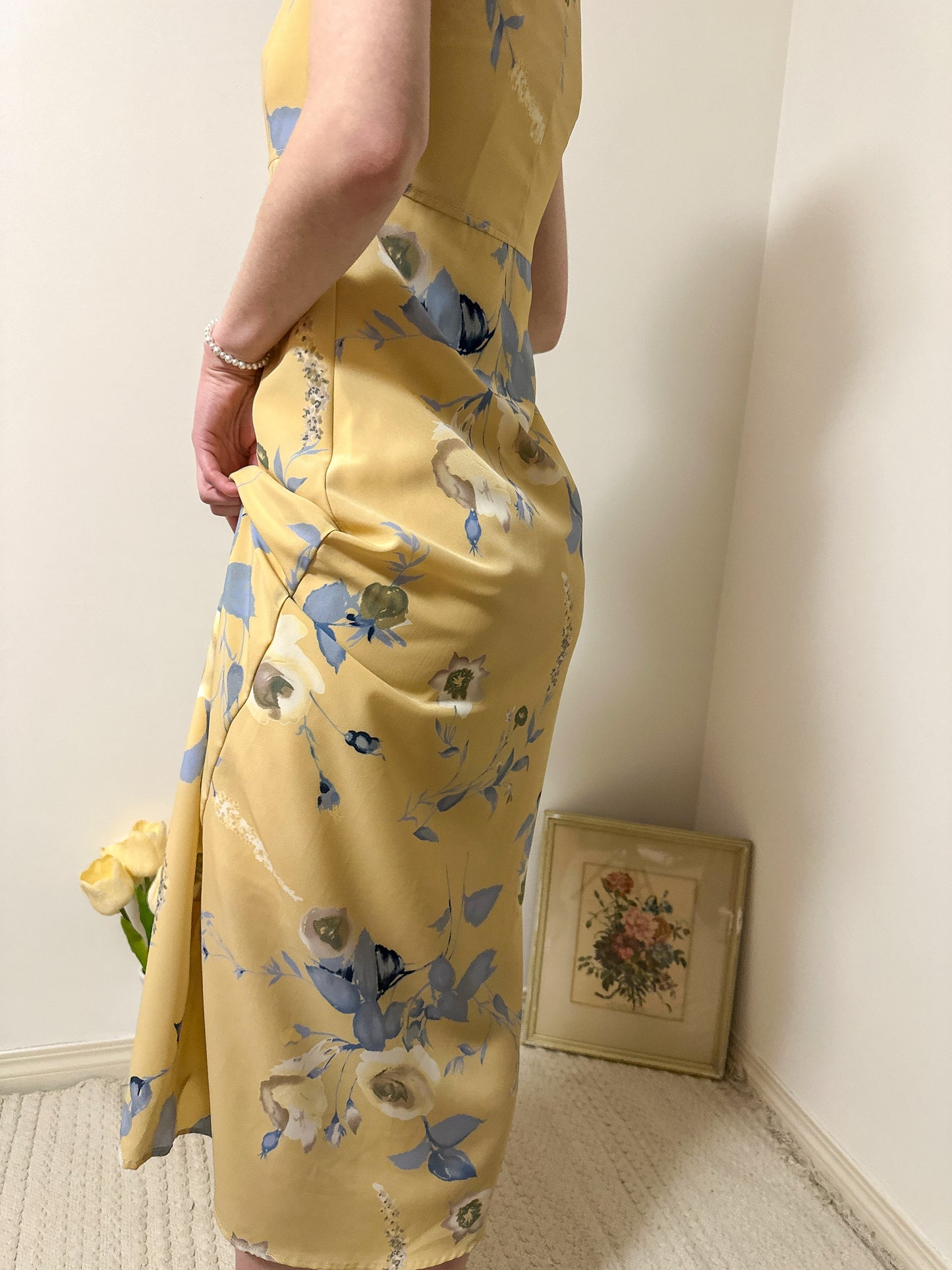 Vintage x Ricki's Yellow Floral Dress (XS)