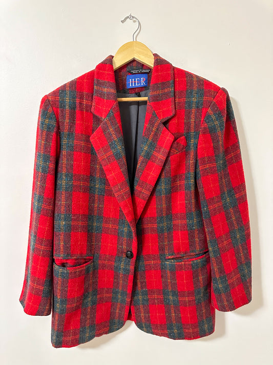 Vintage x Red Plaid Blazer Jacket (L)