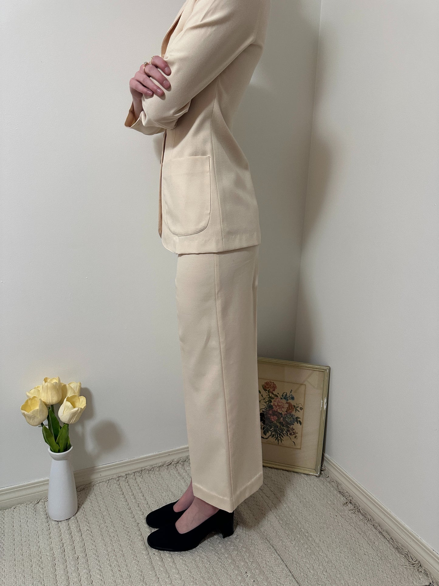 Vintage x Barakett Cream Pant Suit Set (XS)