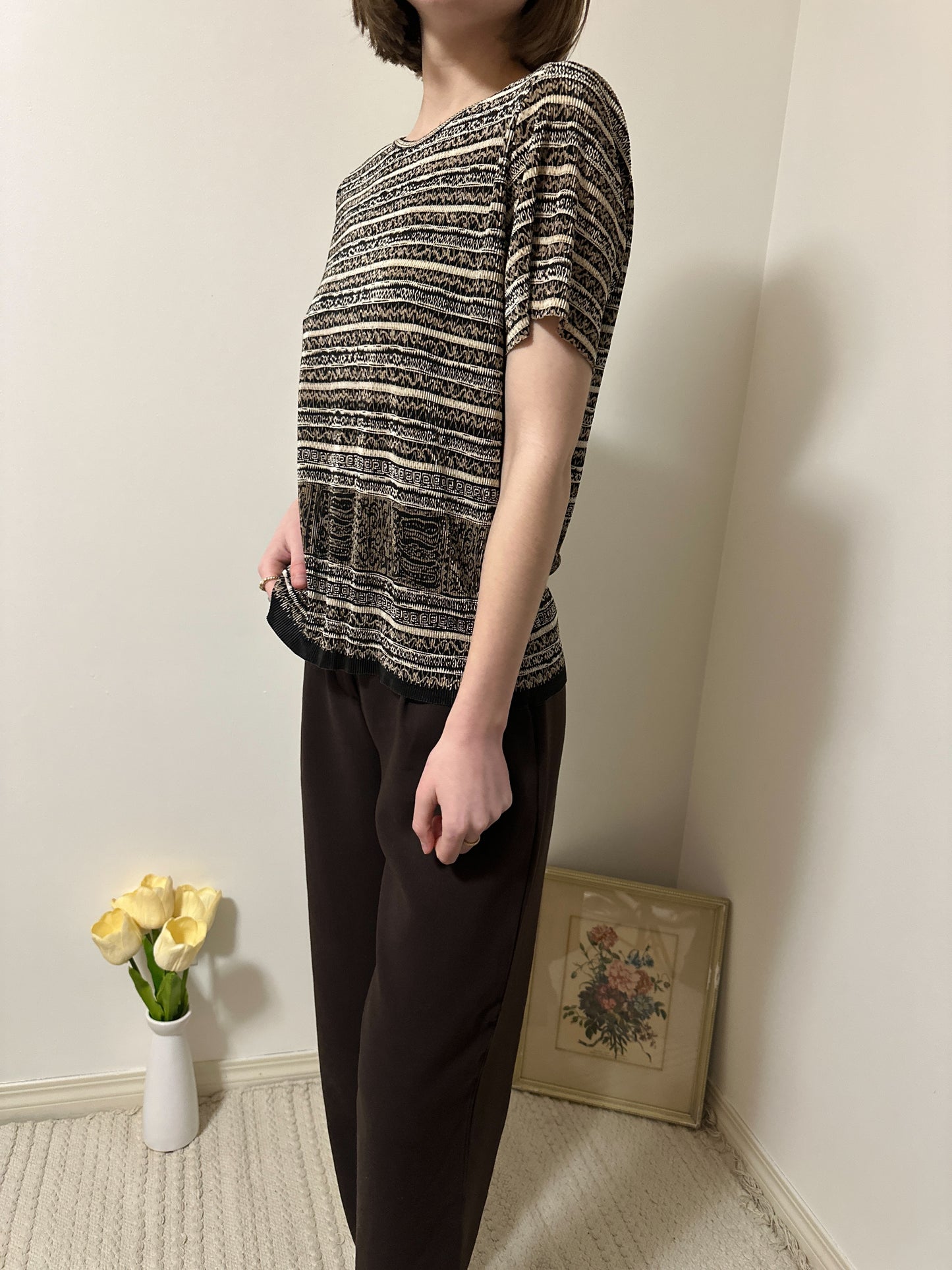 Vintage x Carroll Reed Patterned Ribbed Top (S-L)