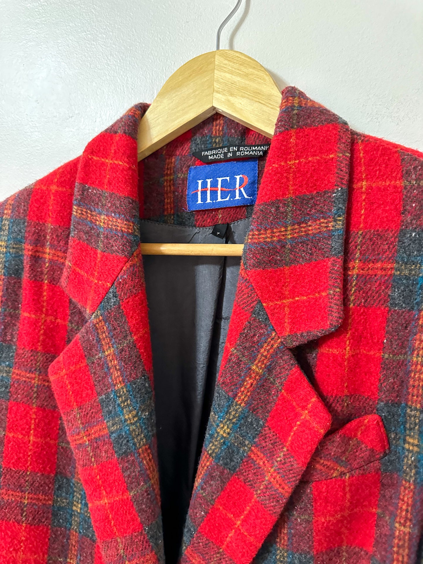 Vintage x Red Plaid Blazer Jacket (L)