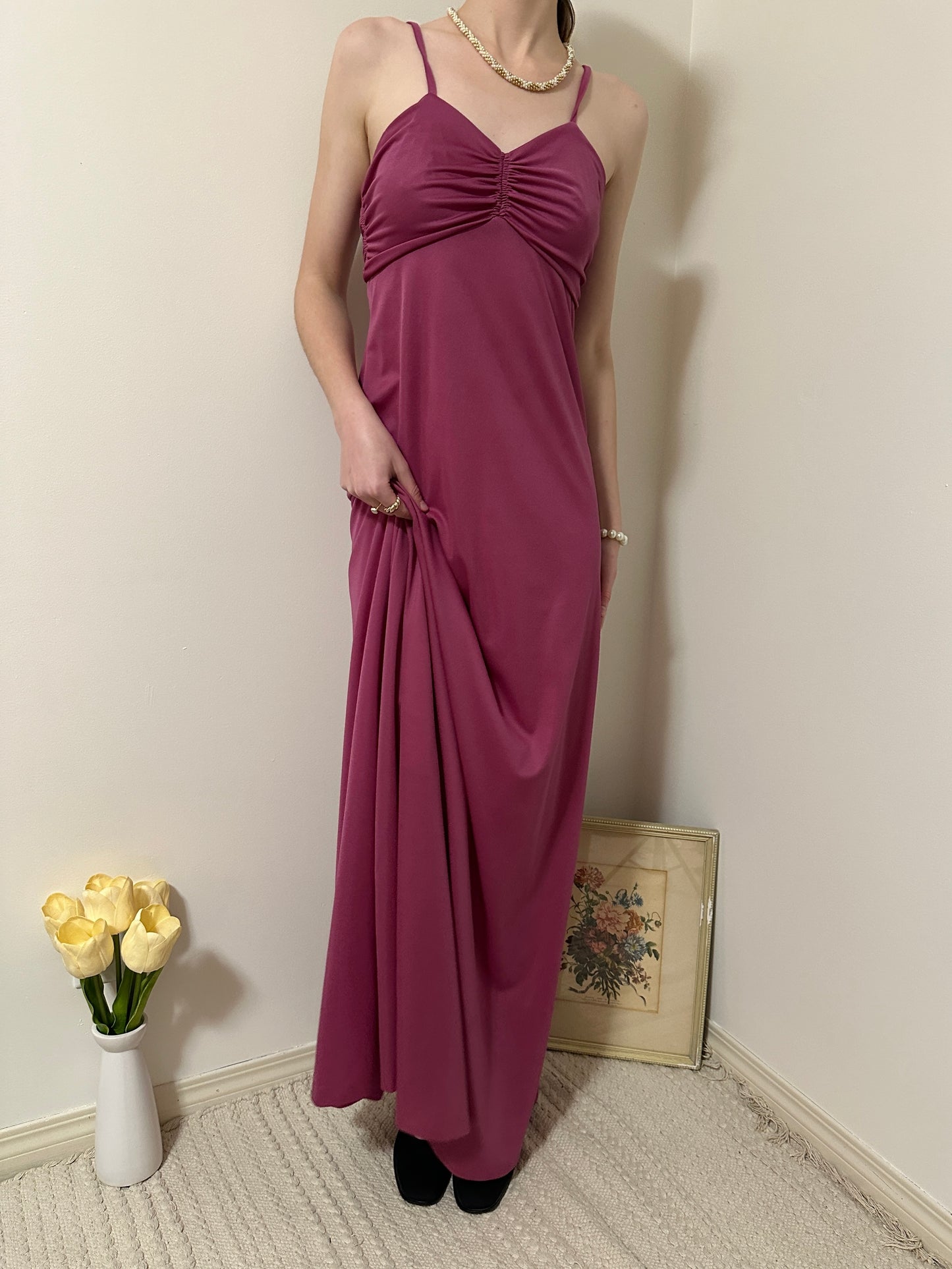 Vintage x Nu-Mode Magenta Maxi Dress (XS)