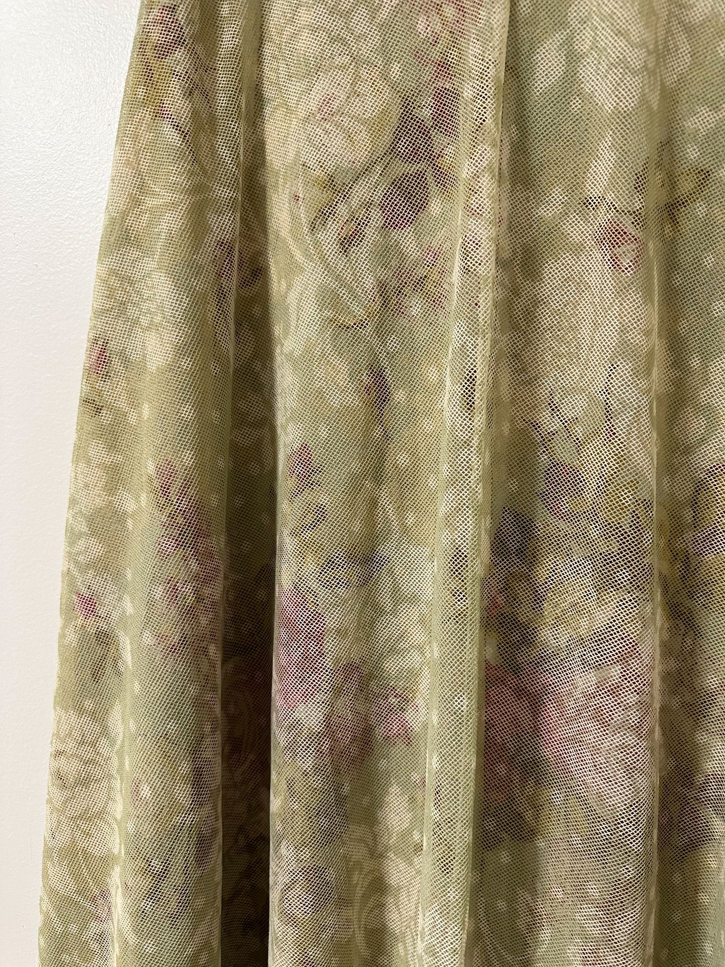 Vintage x Green Floral Silk Skirt (M)