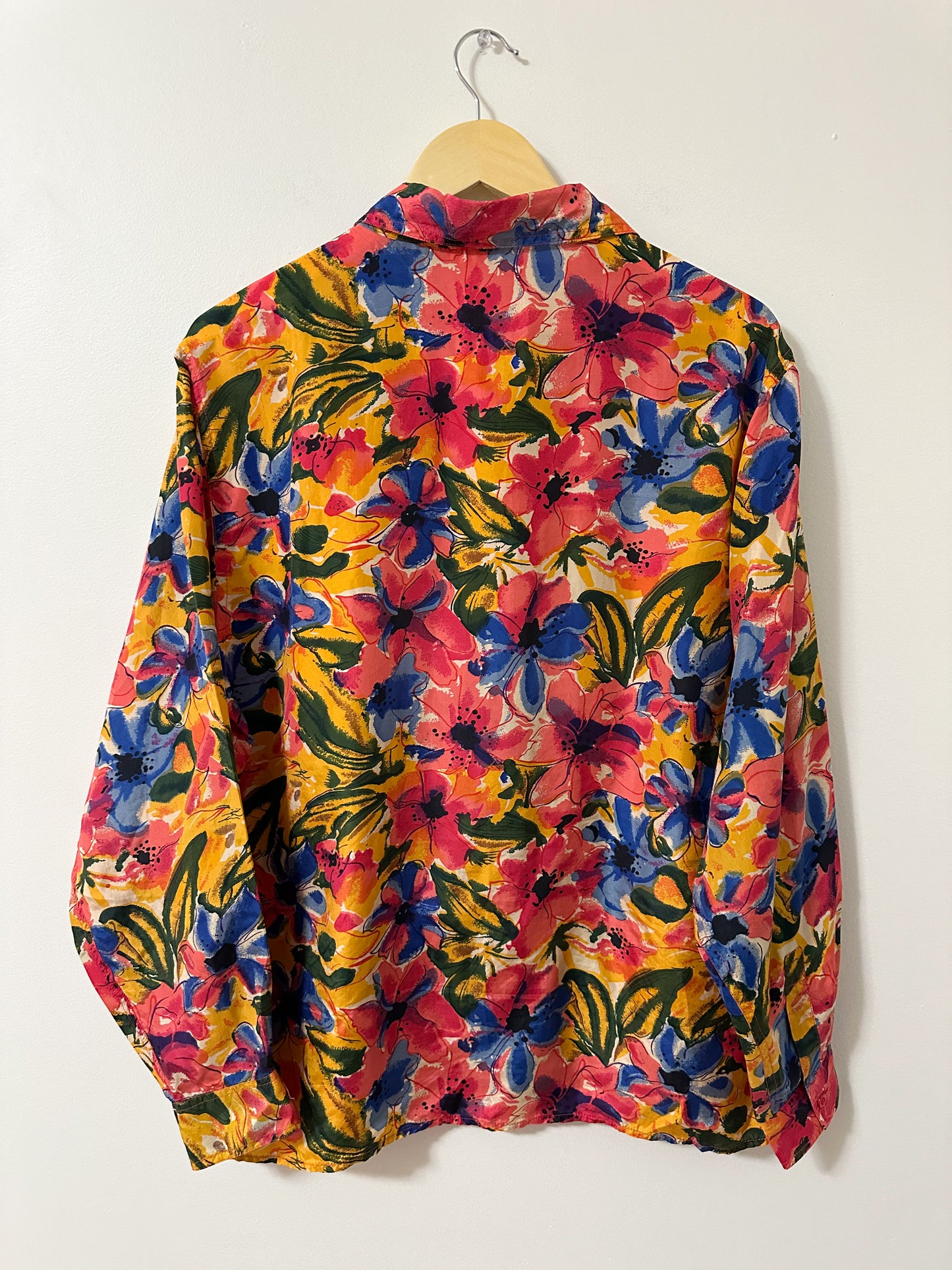 Vintage x Silk Abstract Floral Blouse (XL)