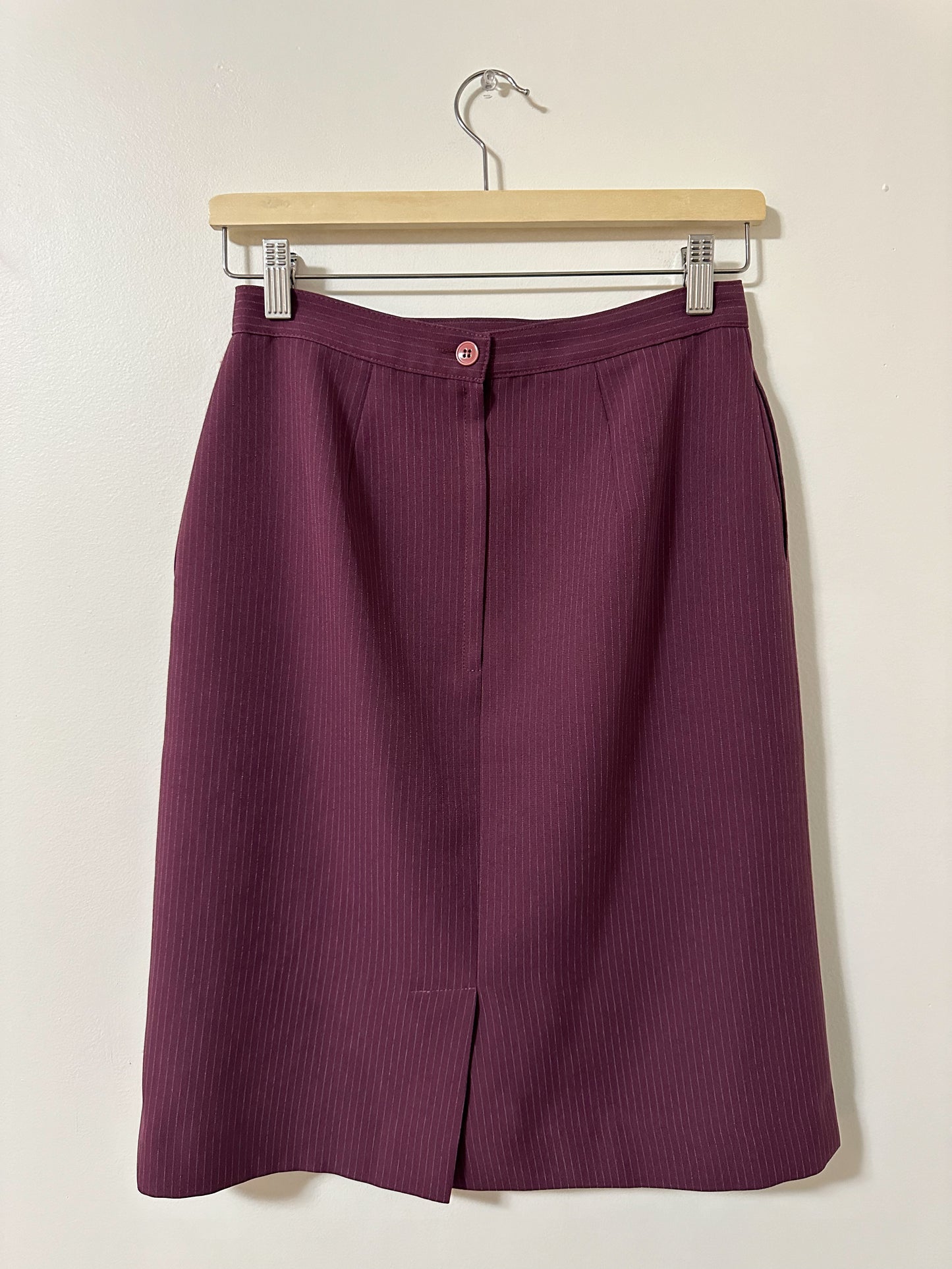 Vintage x Deep Magenta Pinstripe Skirt (S)