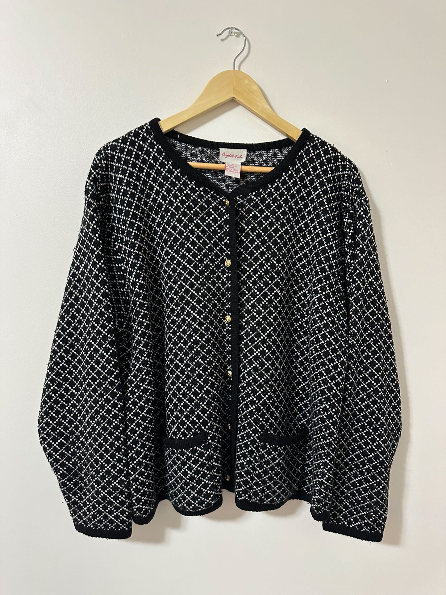 Vintage x Crystal Kole B&W Cardigan (XL/2X)