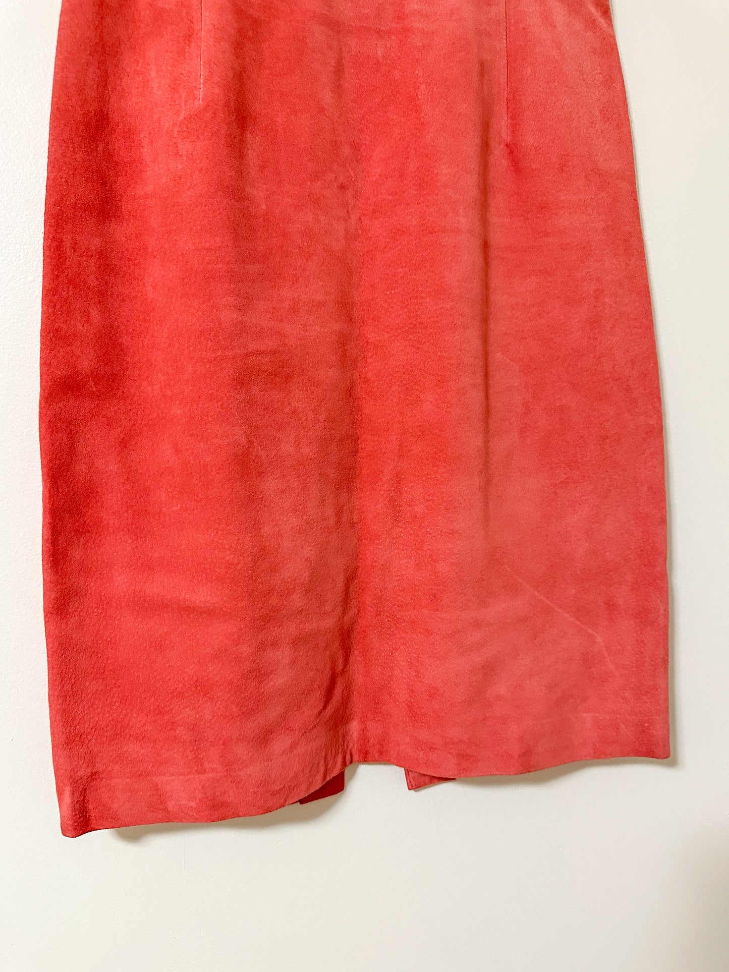 Vintage x Danier Suede Leather Salmon Skirt (S)