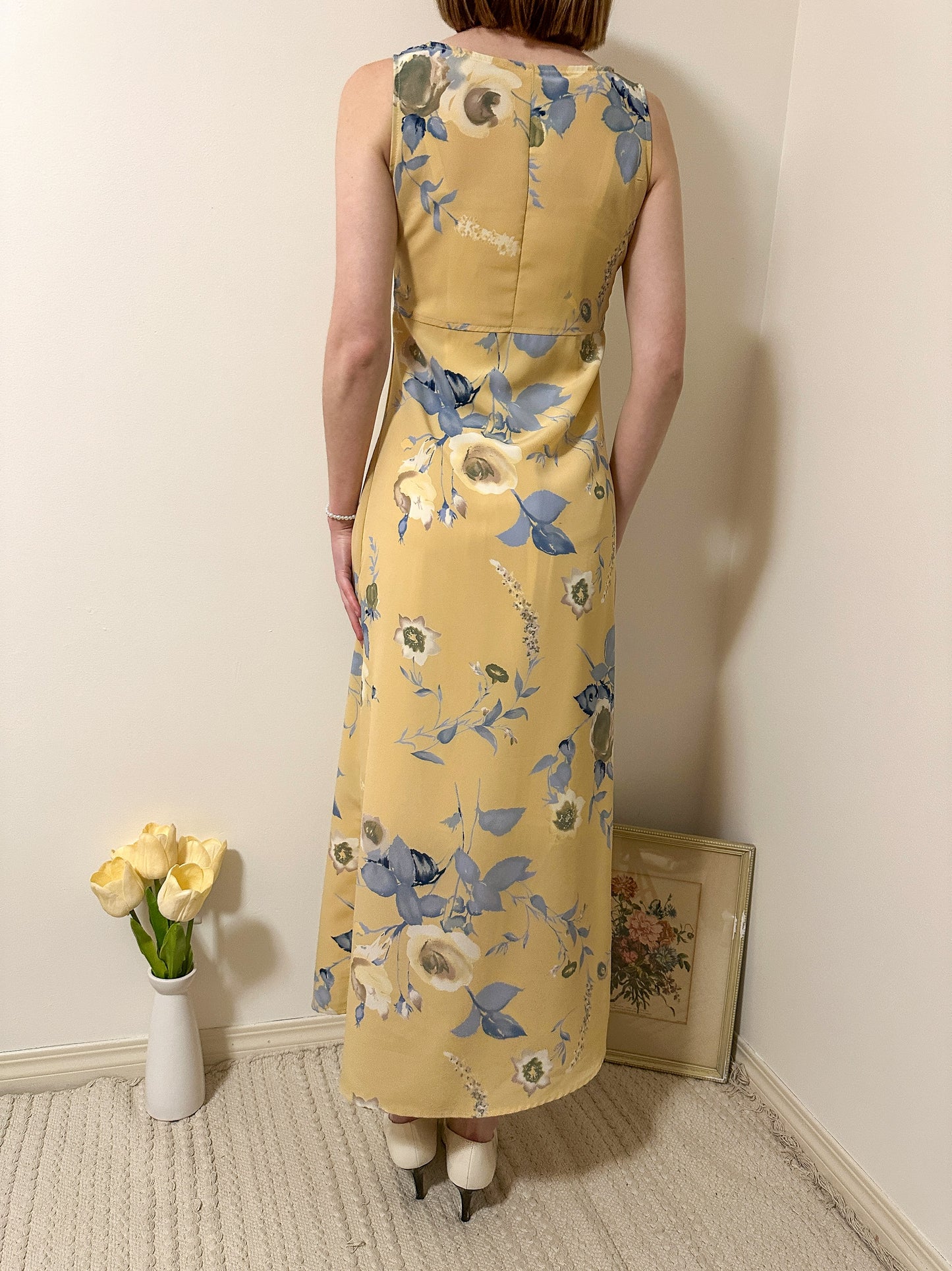 Vintage x Ricki's Yellow Floral Dress (XS)